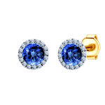 Kolczyki Savicki: dwukolorowe złoto, niebieskie szafiry, diamenty