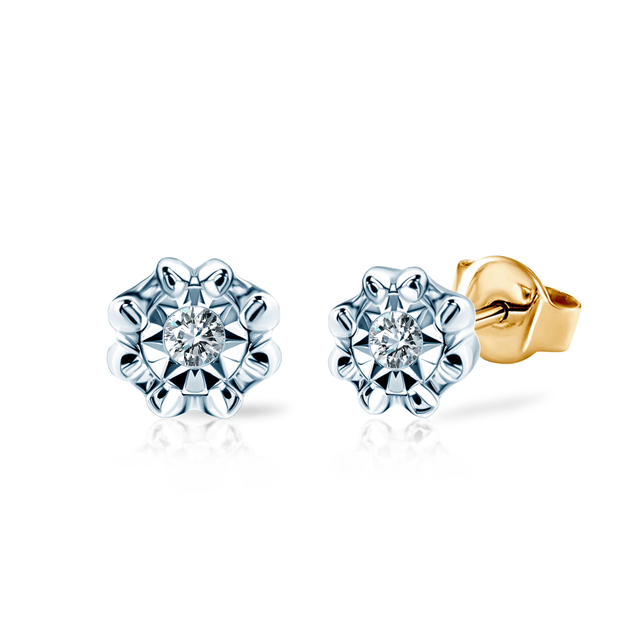 Náušnice SAVICKI: dvoubarevné zlato, diamanty