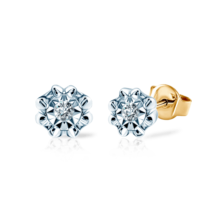 Náušnice SAVICKI: dvoubarevné zlato, diamanty