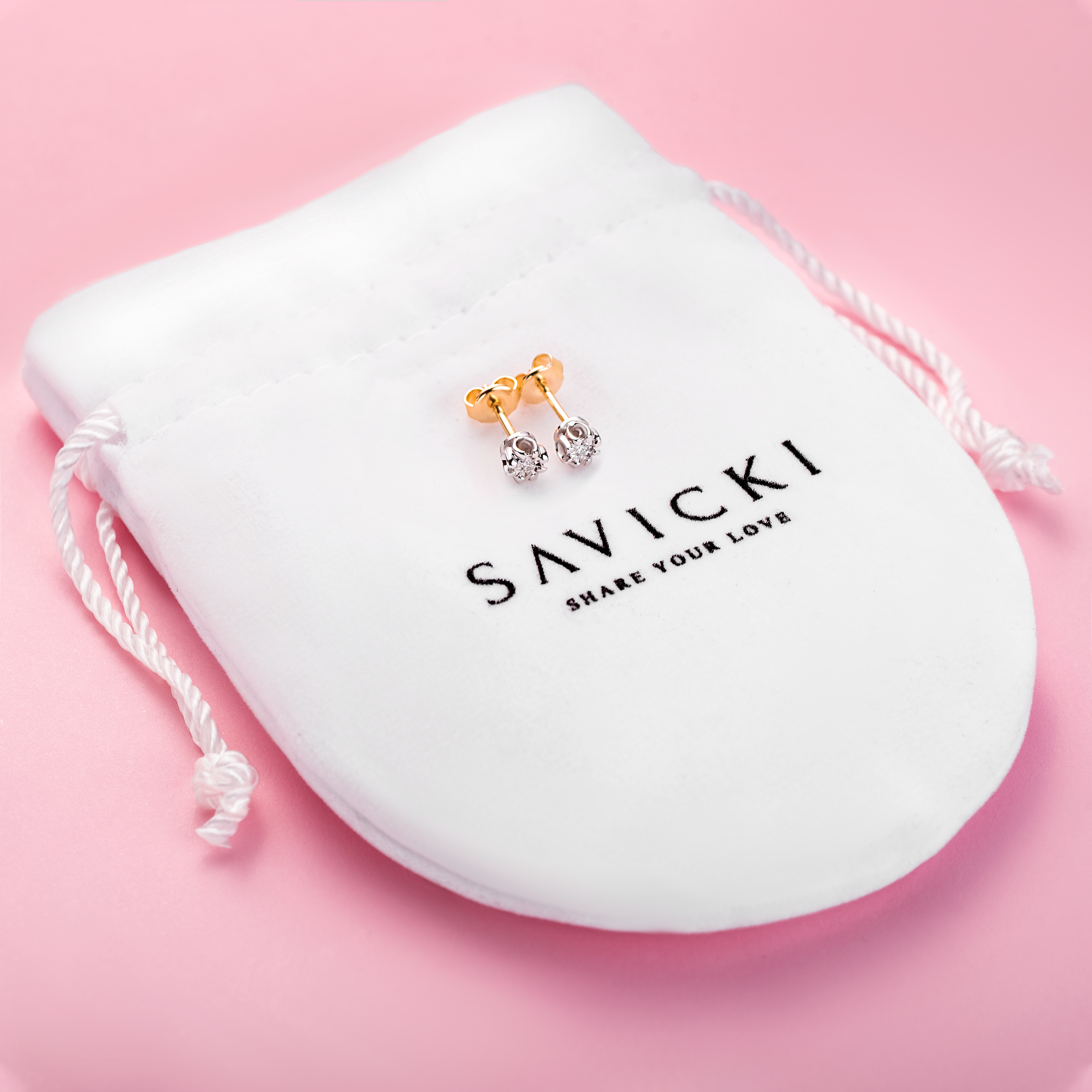 Ohrringe Savicki: Zweifarbiges Gold, Diamanten - 3