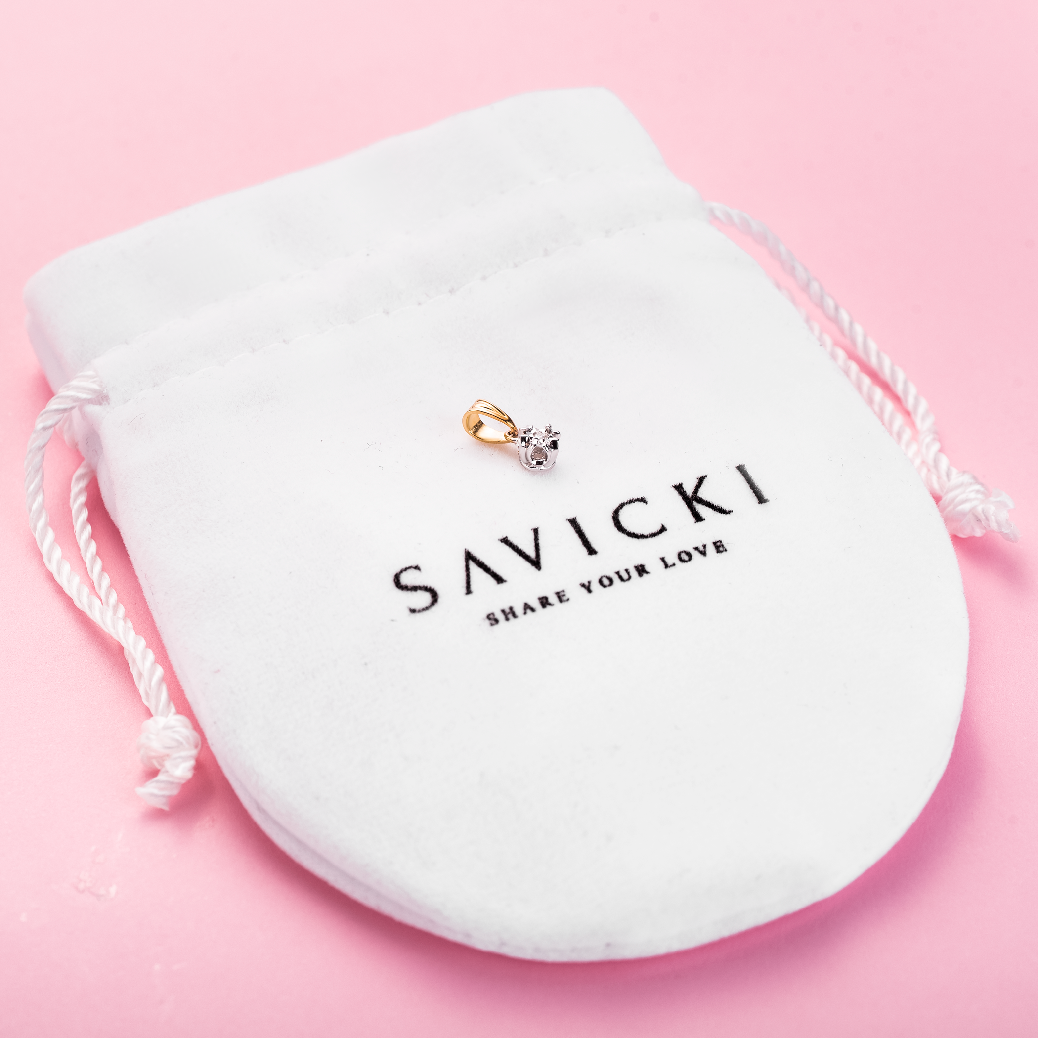 Zawieszka Savicki: dwukolorowe złoto, diament - 4