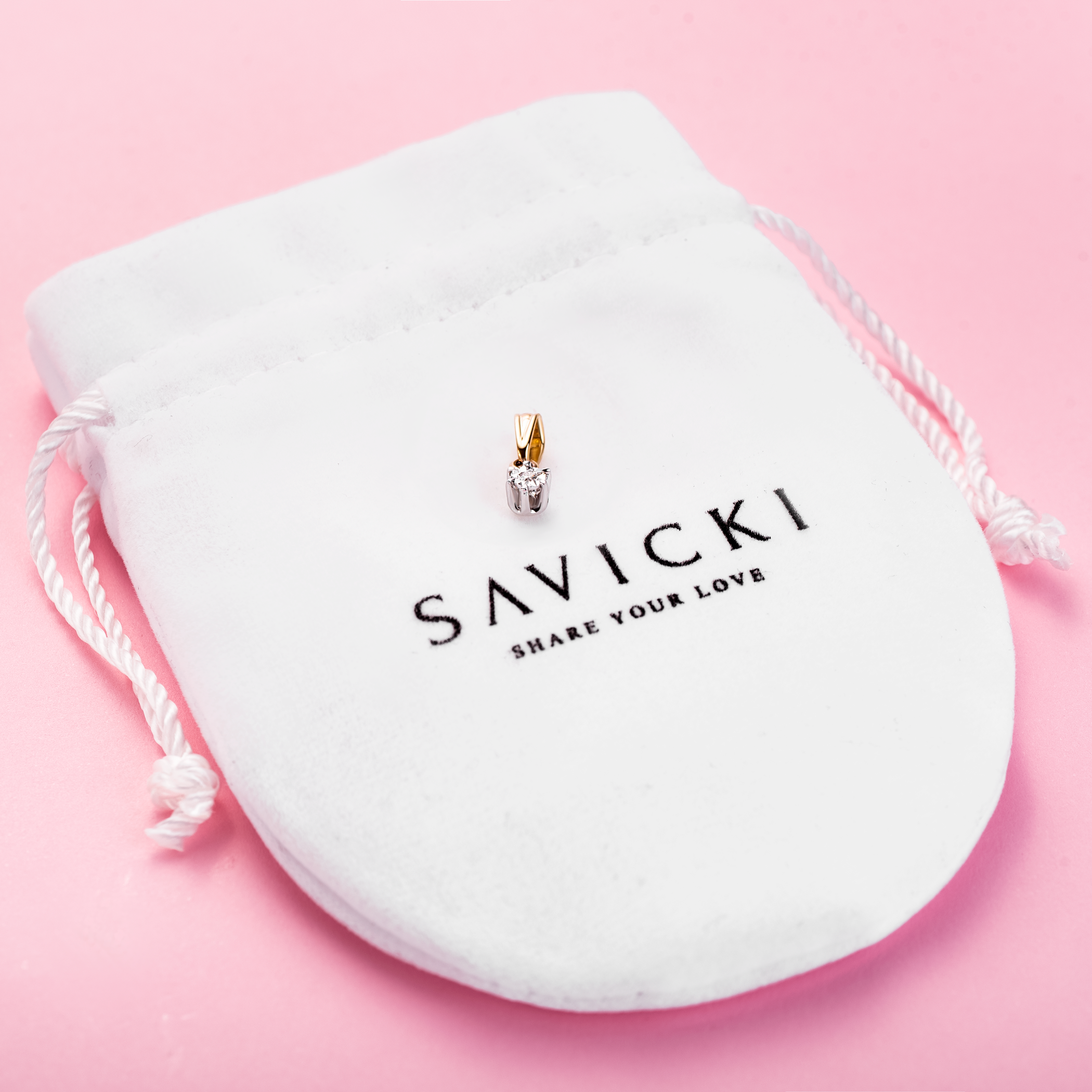 Zawieszka Savicki: dwukolorowe złoto, diament - 4