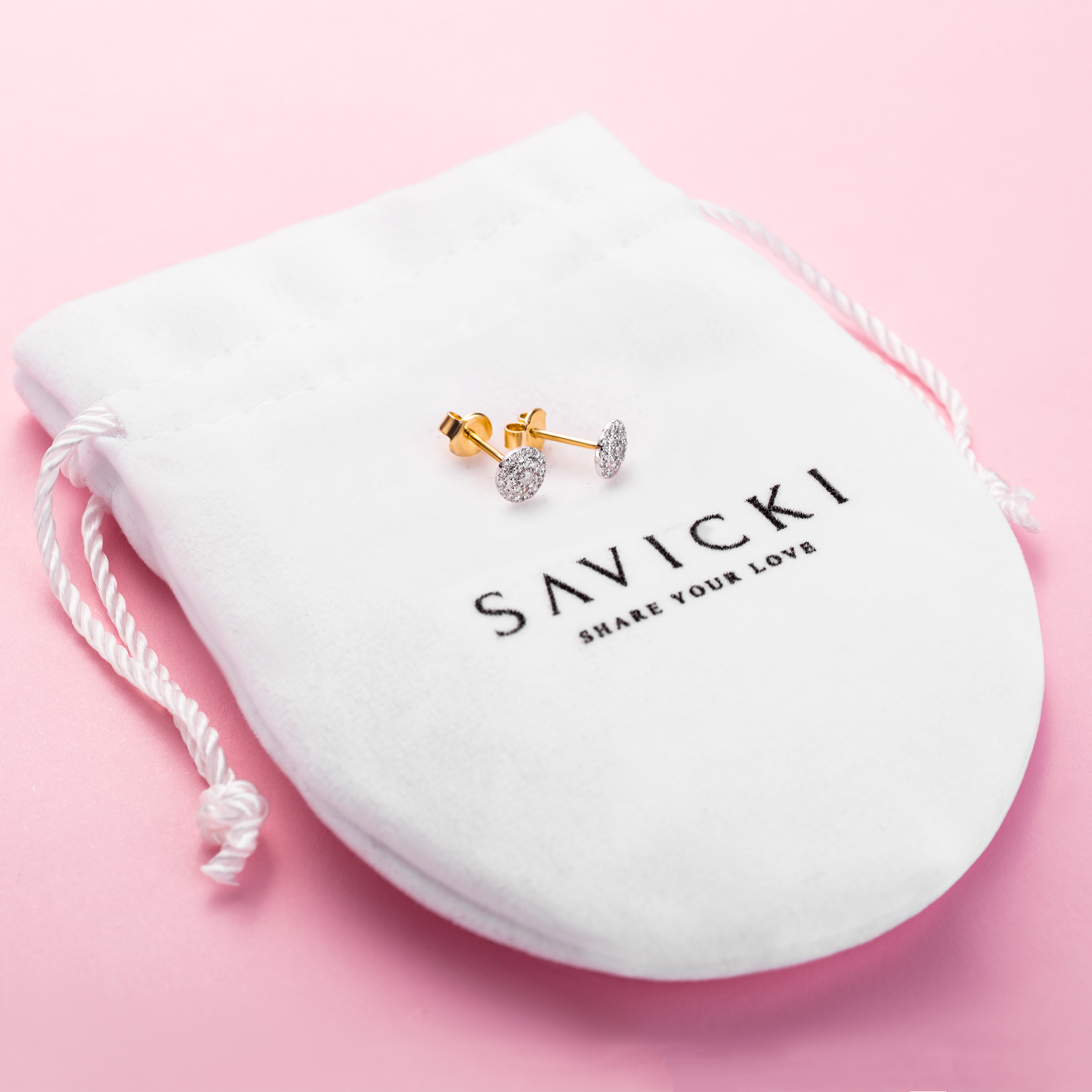 Kolczyki koło Savicki: dwukolorowe złoto, diamenty - 3