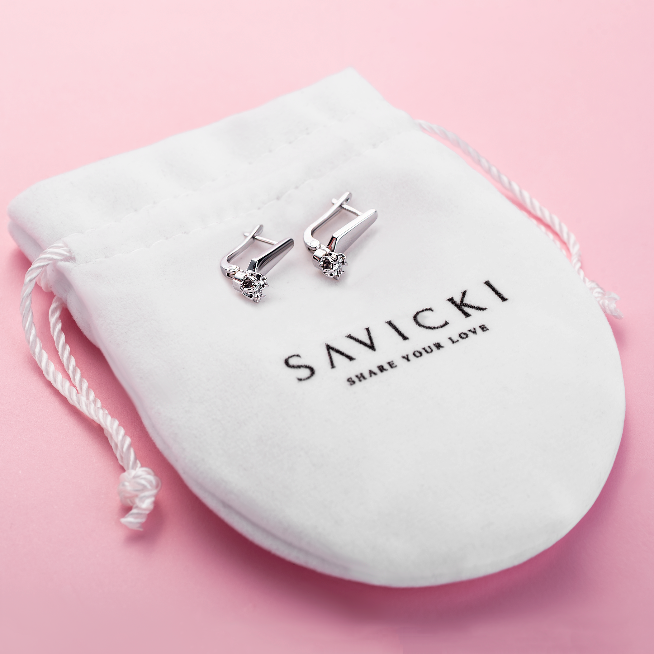 Kolczyki Savicki: białe złoto, diamenty - 4