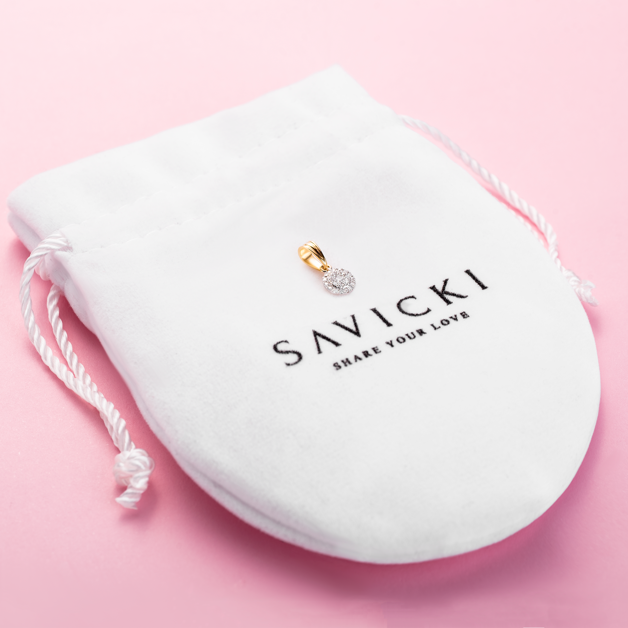 Zawieszka koło Savicki: dwukolorowe złoto, diamenty - 4