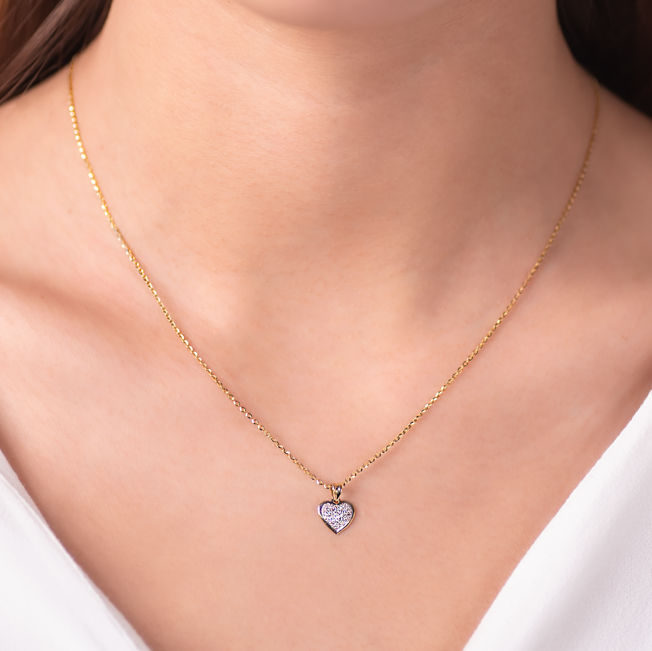 Zawieszka serce Savicki: dwukolorowe złoto, diamenty - 5