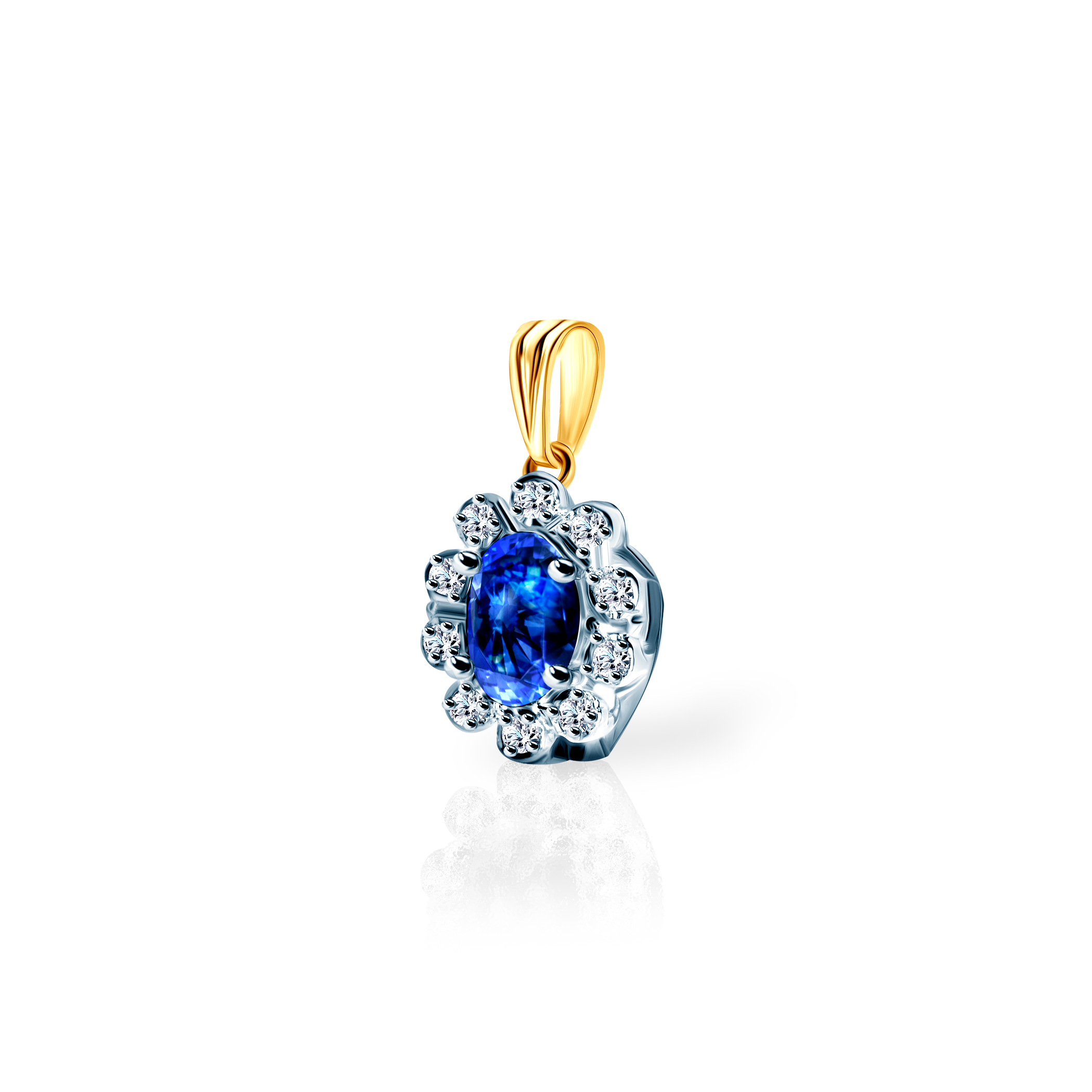 Anhänger Savicki: Zweifarbiges Gold, Blauer Saphir, Diamanten - 3