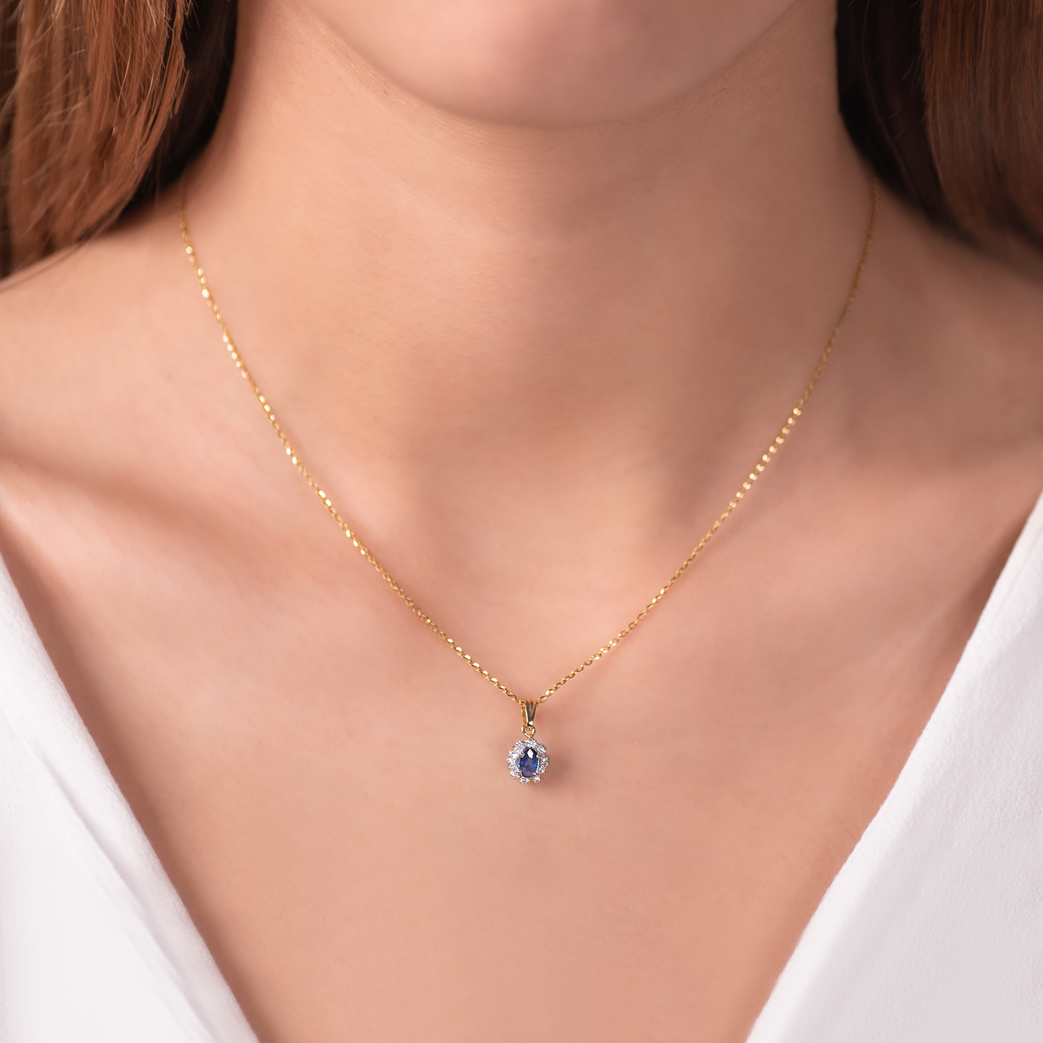 Anhänger Savicki: Zweifarbiges Gold, Blauer Saphir, Diamanten - 5