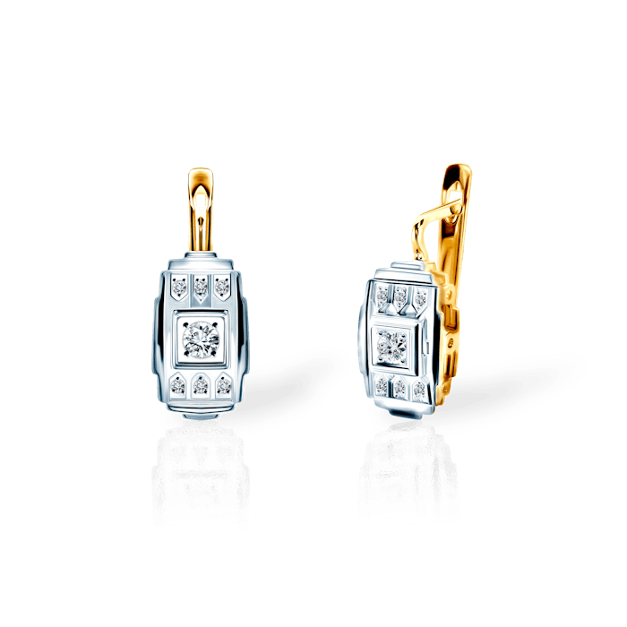 Earrings Savicki: two colour gold, diamonds