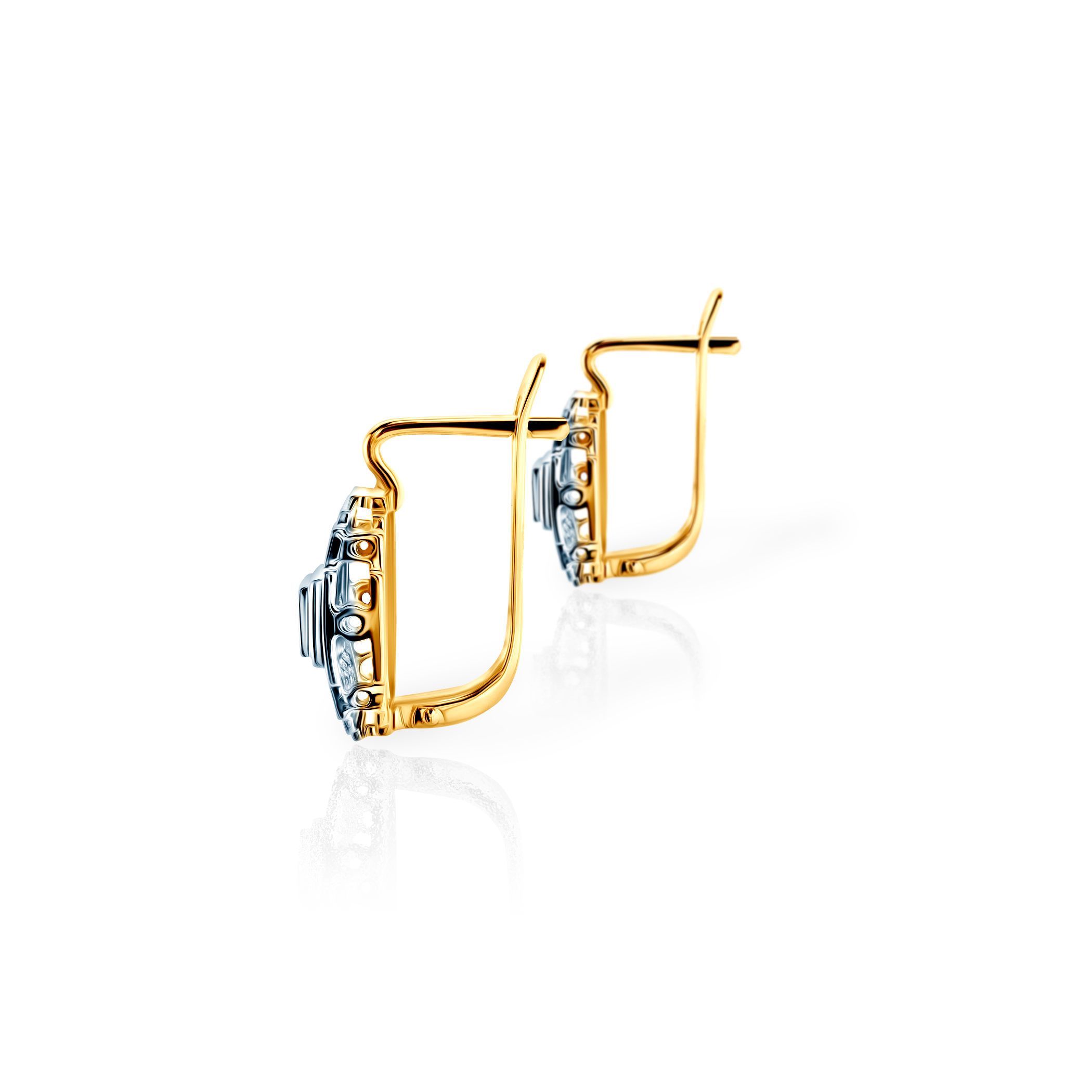 Kolczyki Savicki: dwukolorowe złoto, diamenty - 3