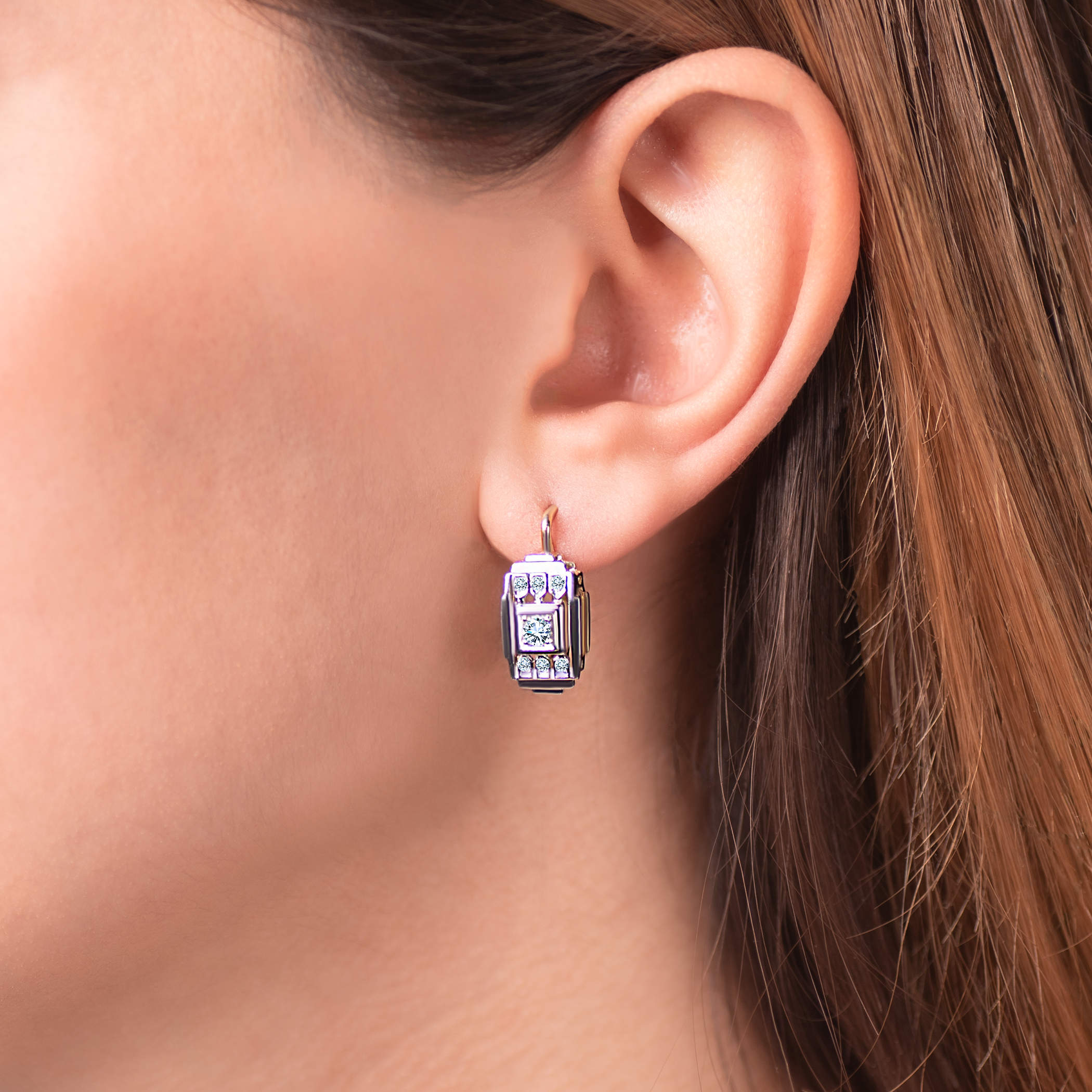 Kolczyki Savicki: dwukolorowe złoto, diamenty - 5