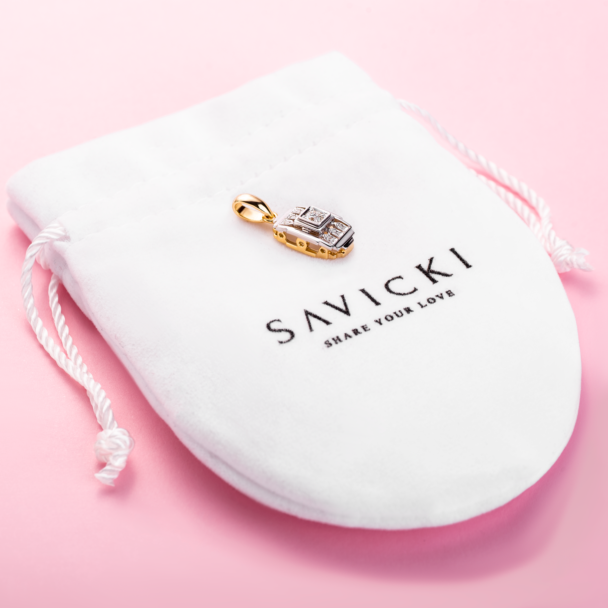 Zawieszka Savicki: dwukolorowe złoto, diamenty - 4