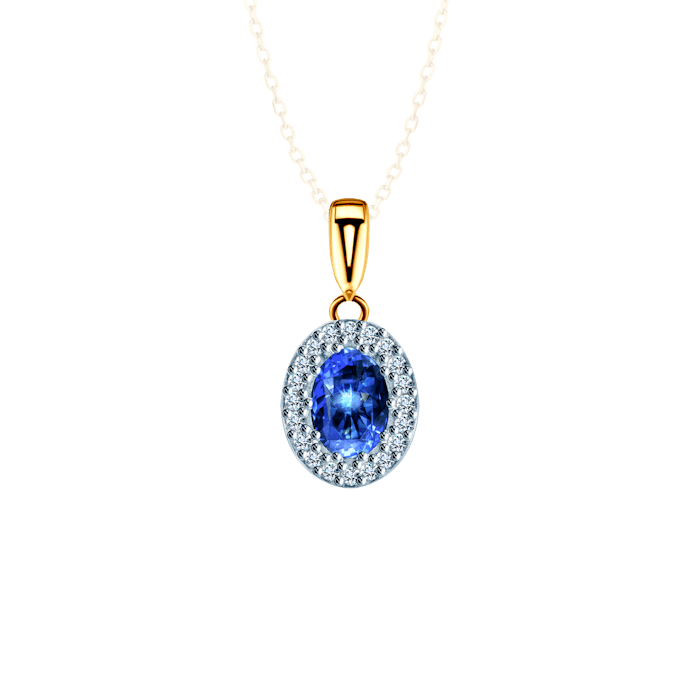 Zawieszka Savicki: dwukolorowe złoto, niebieski szafir, diamenty