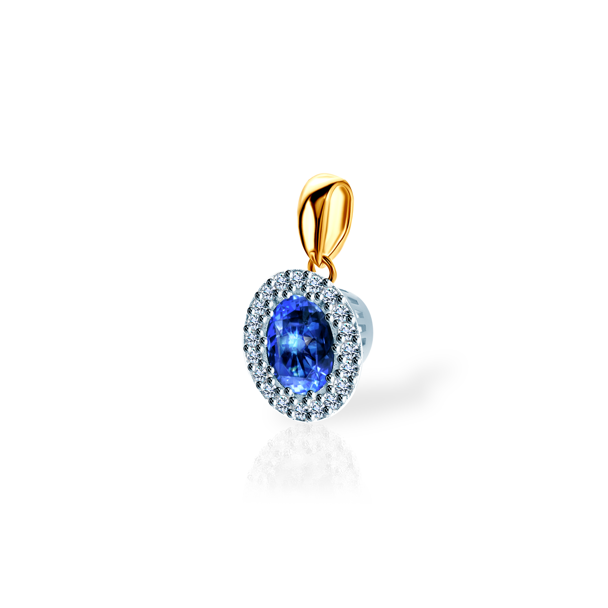 Zawieszka Savicki: dwukolorowe złoto, niebieski szafir, diamenty - 3