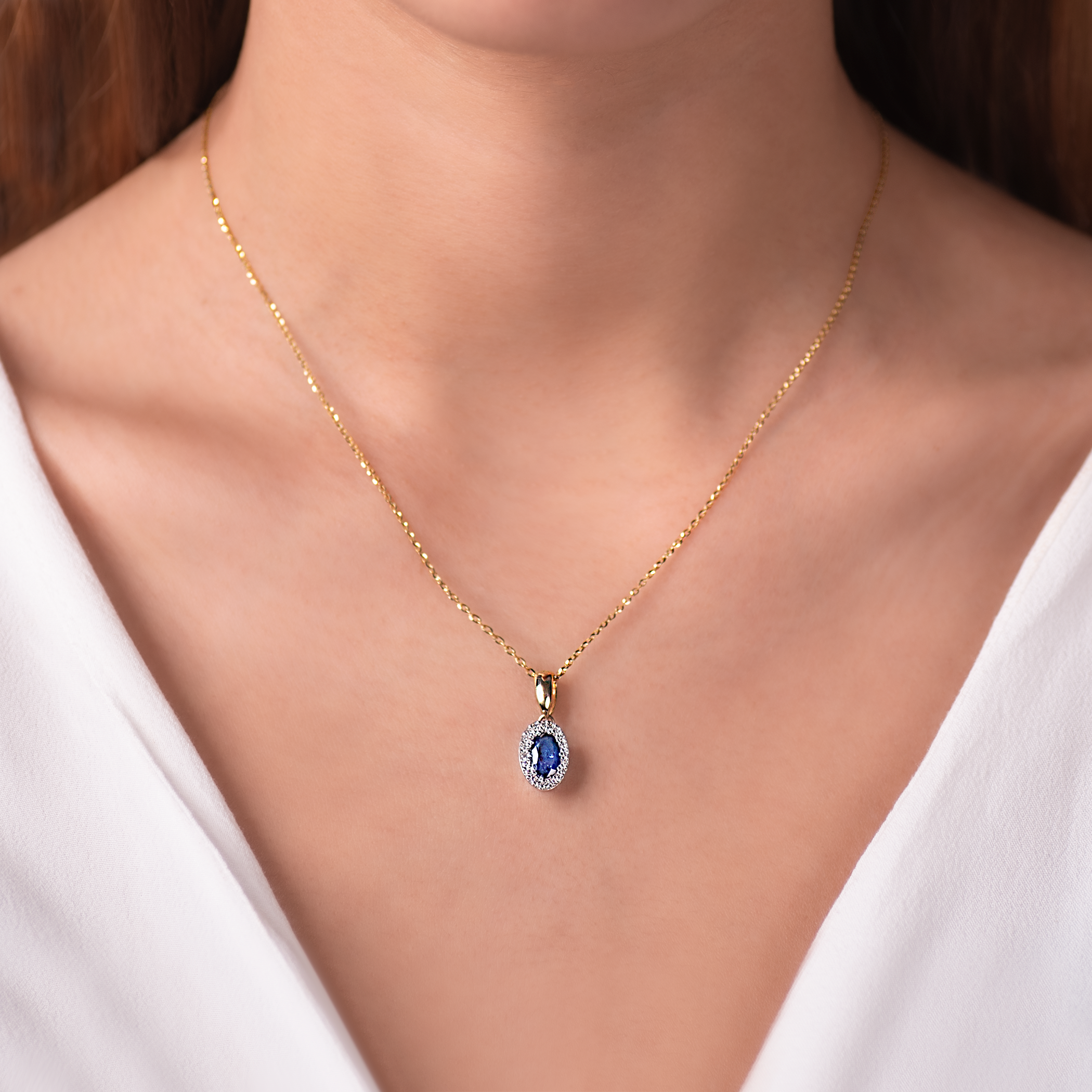 Zawieszka Savicki: dwukolorowe złoto, niebieski szafir, diamenty - 5