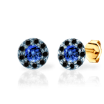 Kolczyki Savicki: dwukolorowe złoto, niebieskie szafiry, czarne diamenty