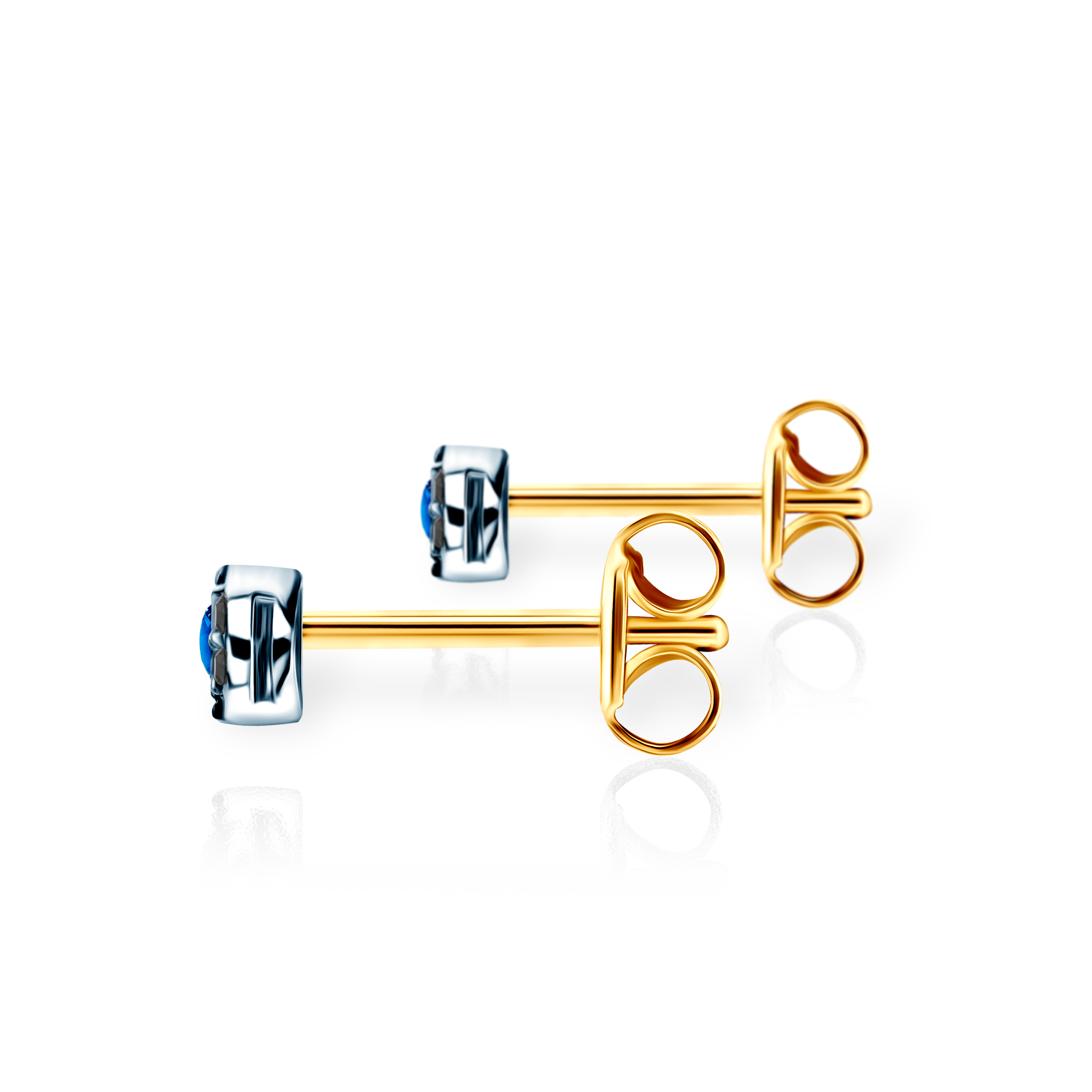 Kolczyki Savicki: dwukolorowe złoto, niebieskie szafiry, czarne diamenty