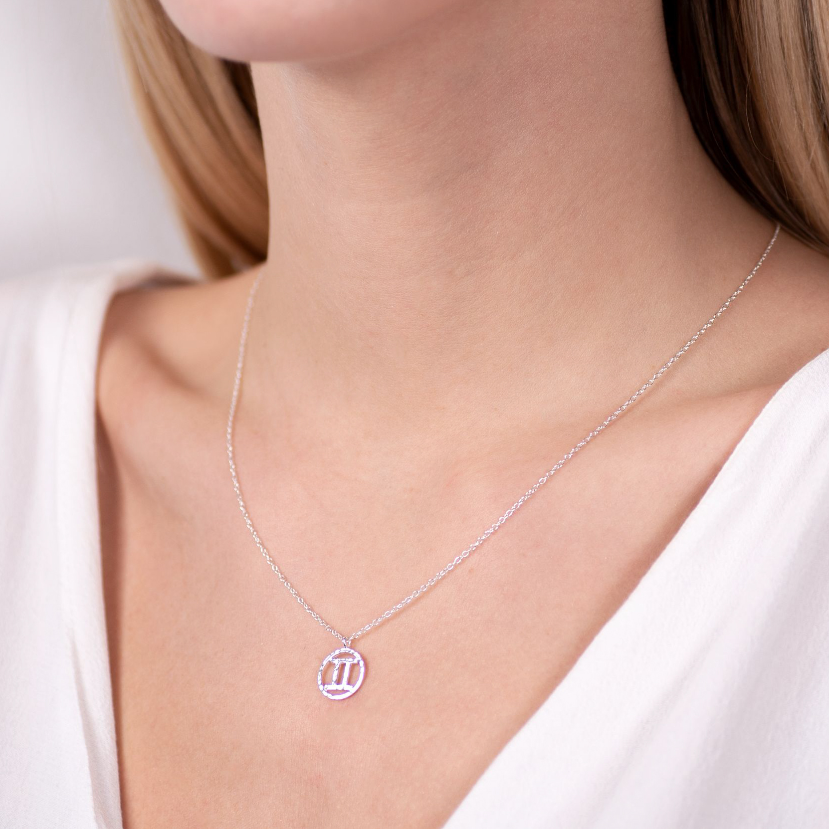 Naszyjnik znak zodiaku bliźnięta Savicki: srebrny