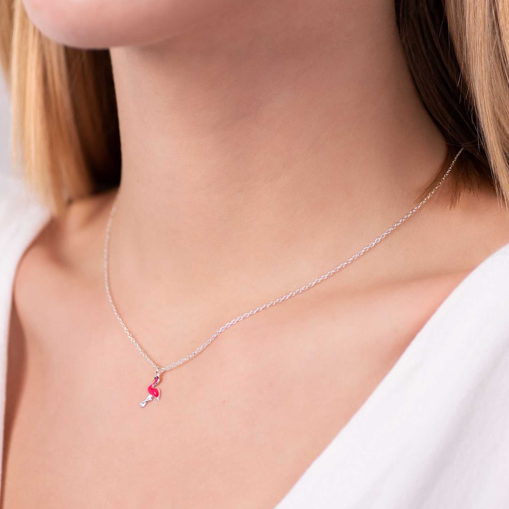 Naszyjnik flaming Animals: srebrny, cyrkonia - 3