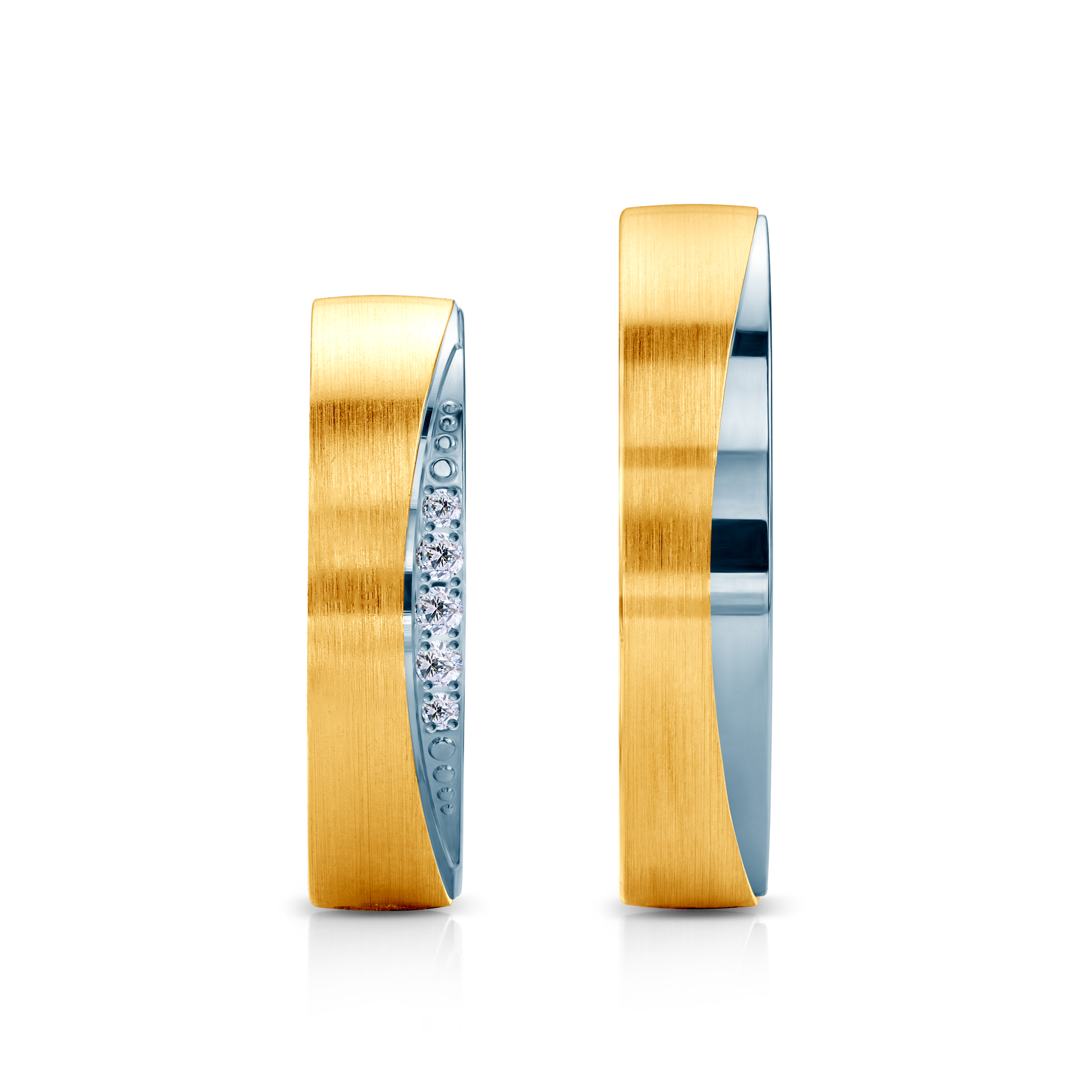 Obrączki ślubne: dwukolorowe złoto, płaskie, 5 mm