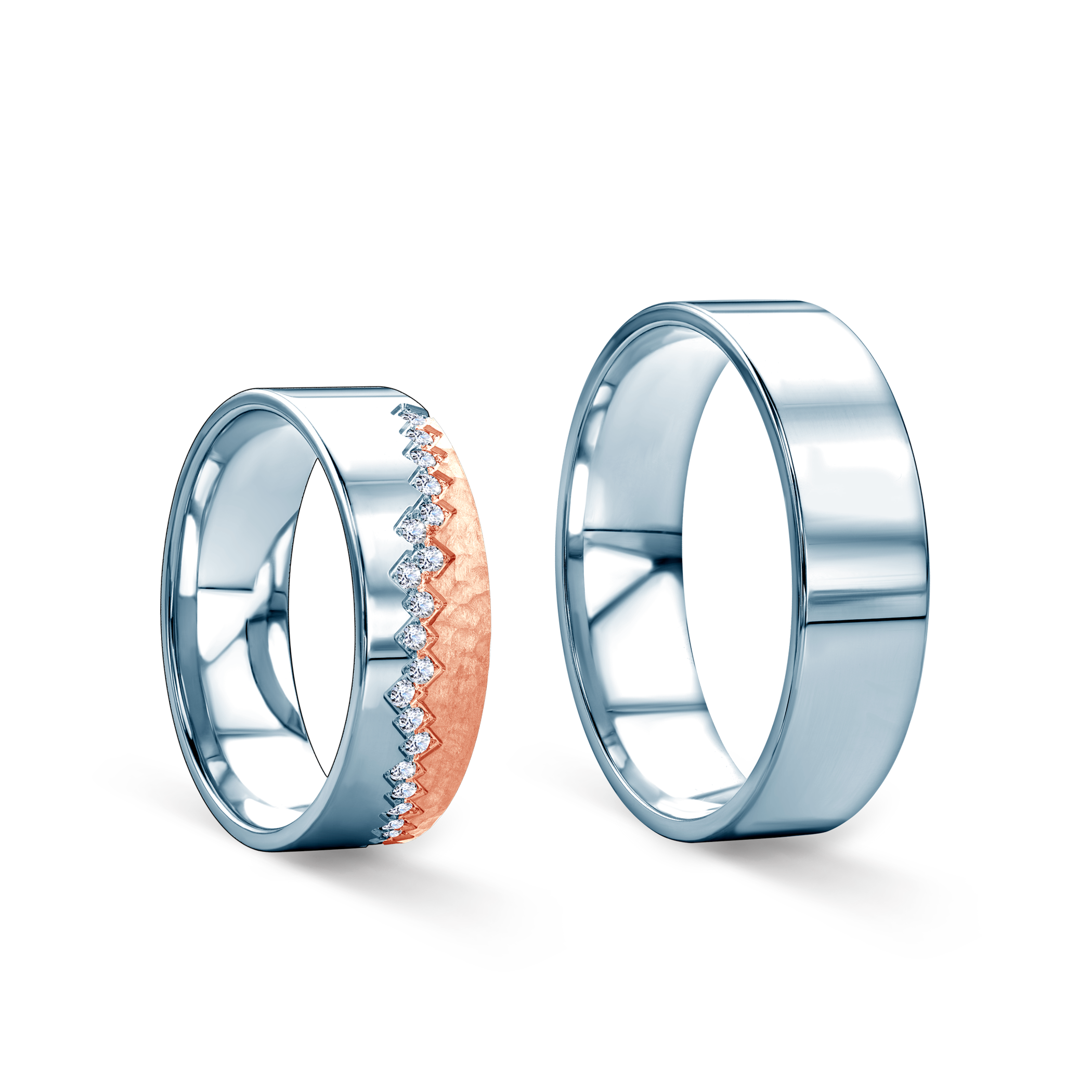 Obrączki ślubne: dwukolorowe złoto, płaskie, 6 mm