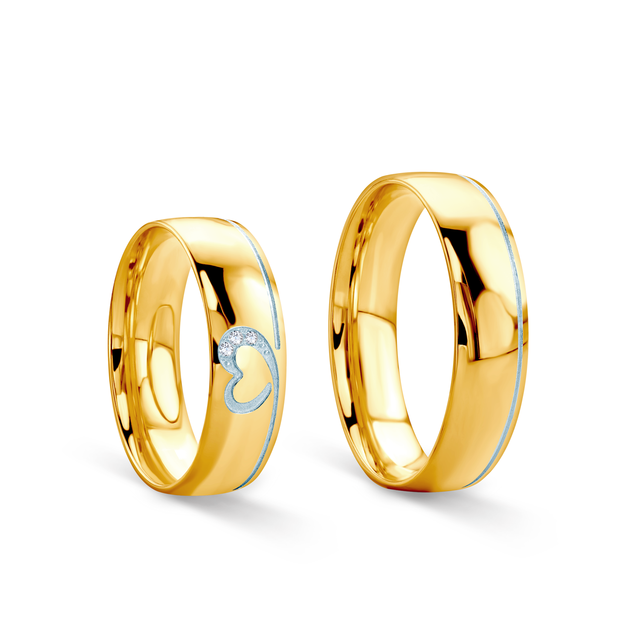 Obrączki ślubne: dwukolorowe złoto, okrągłe, 5,5 mm