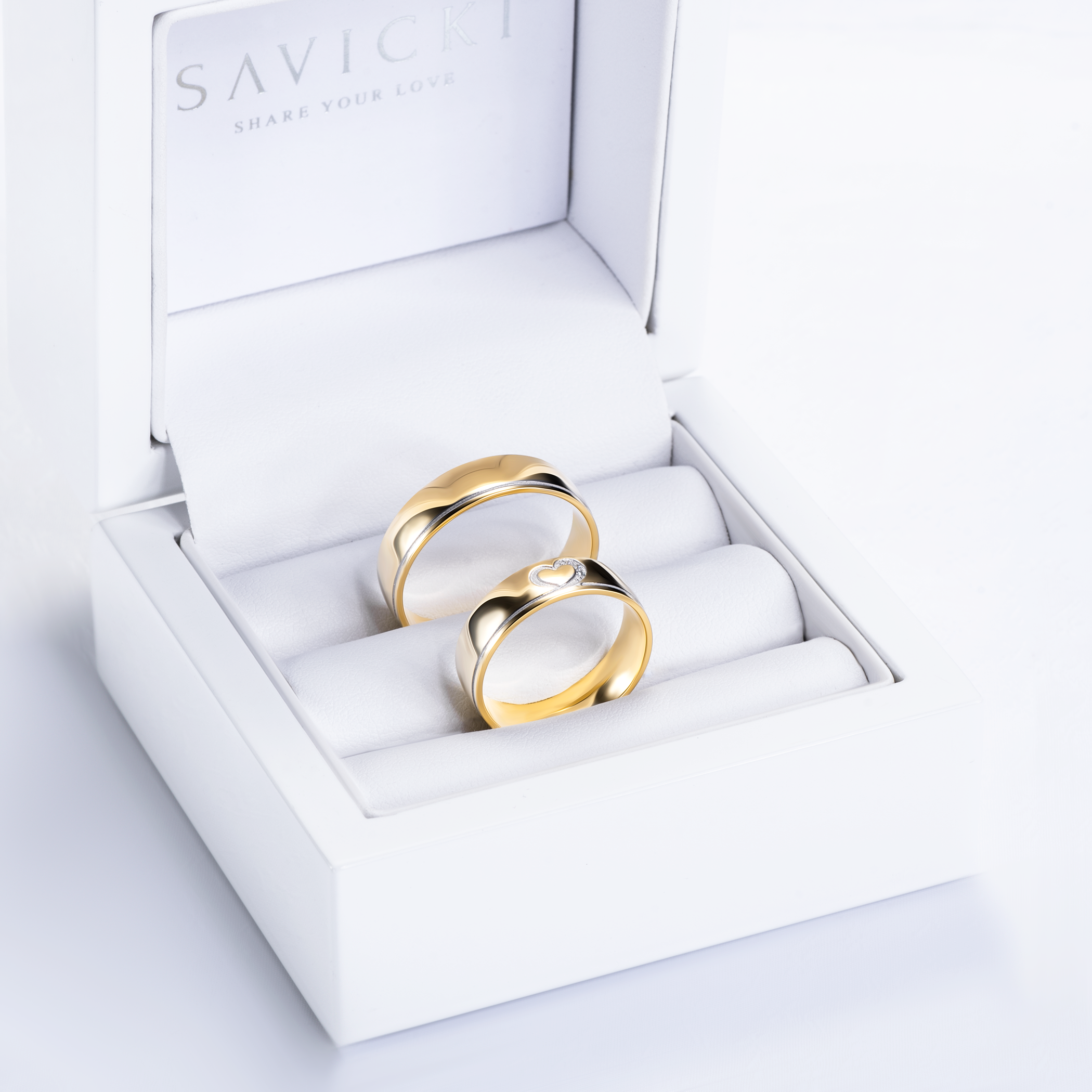 Obrączki ślubne: dwukolorowe złoto, okrągłe, 5,5 mm