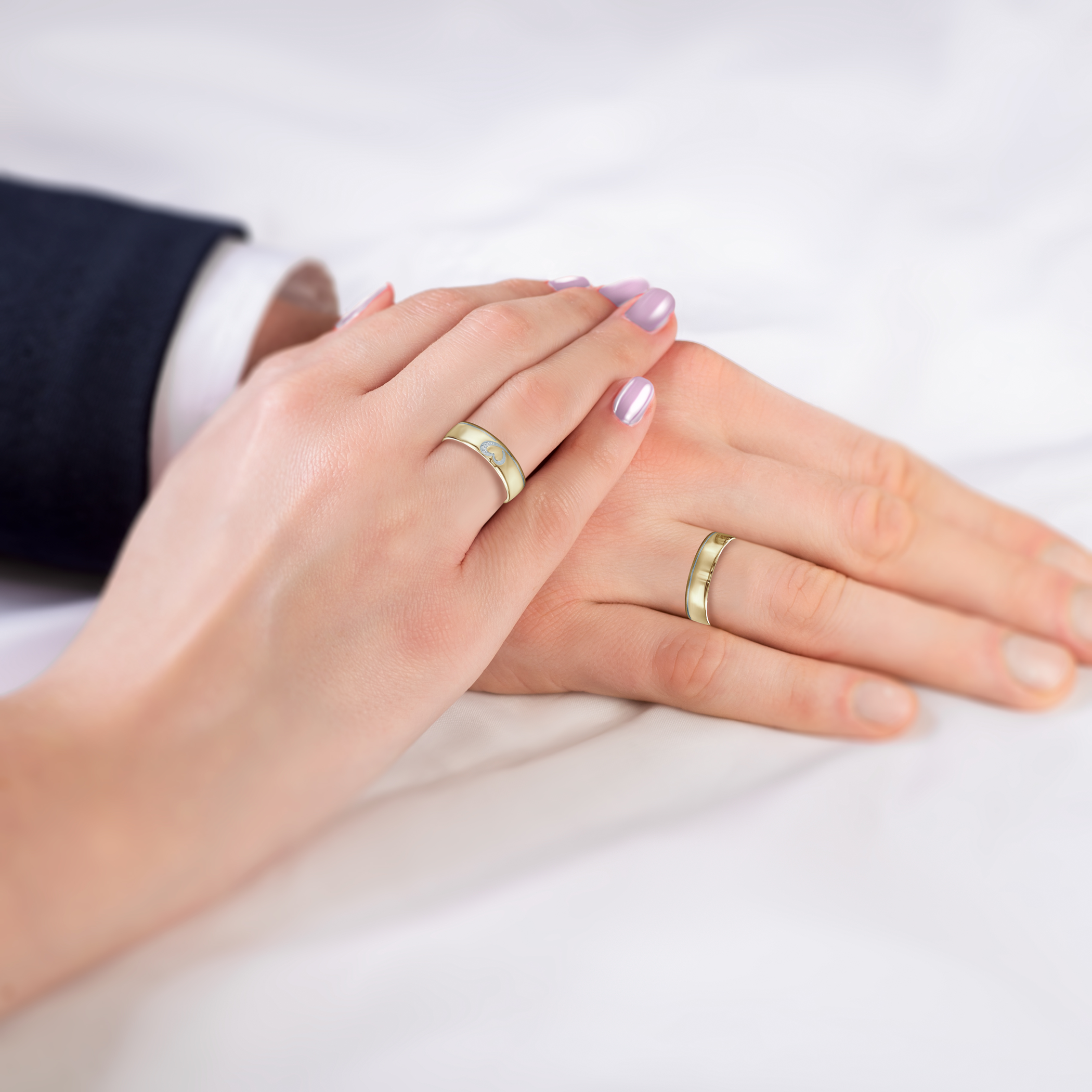 Obrączki ślubne: dwukolorowe złoto, okrągłe, 5,5 mm