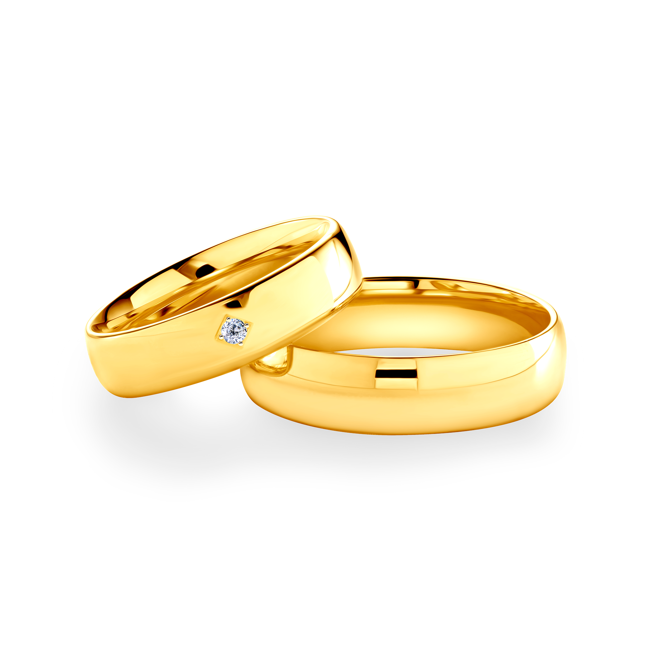 Snubní prsteny: žluté zlato, půlkulaté, 5 mm