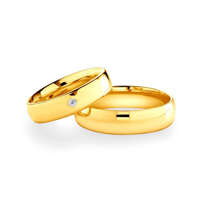 Snubní prsteny: žluté zlato, půlkulaté, 5 mm