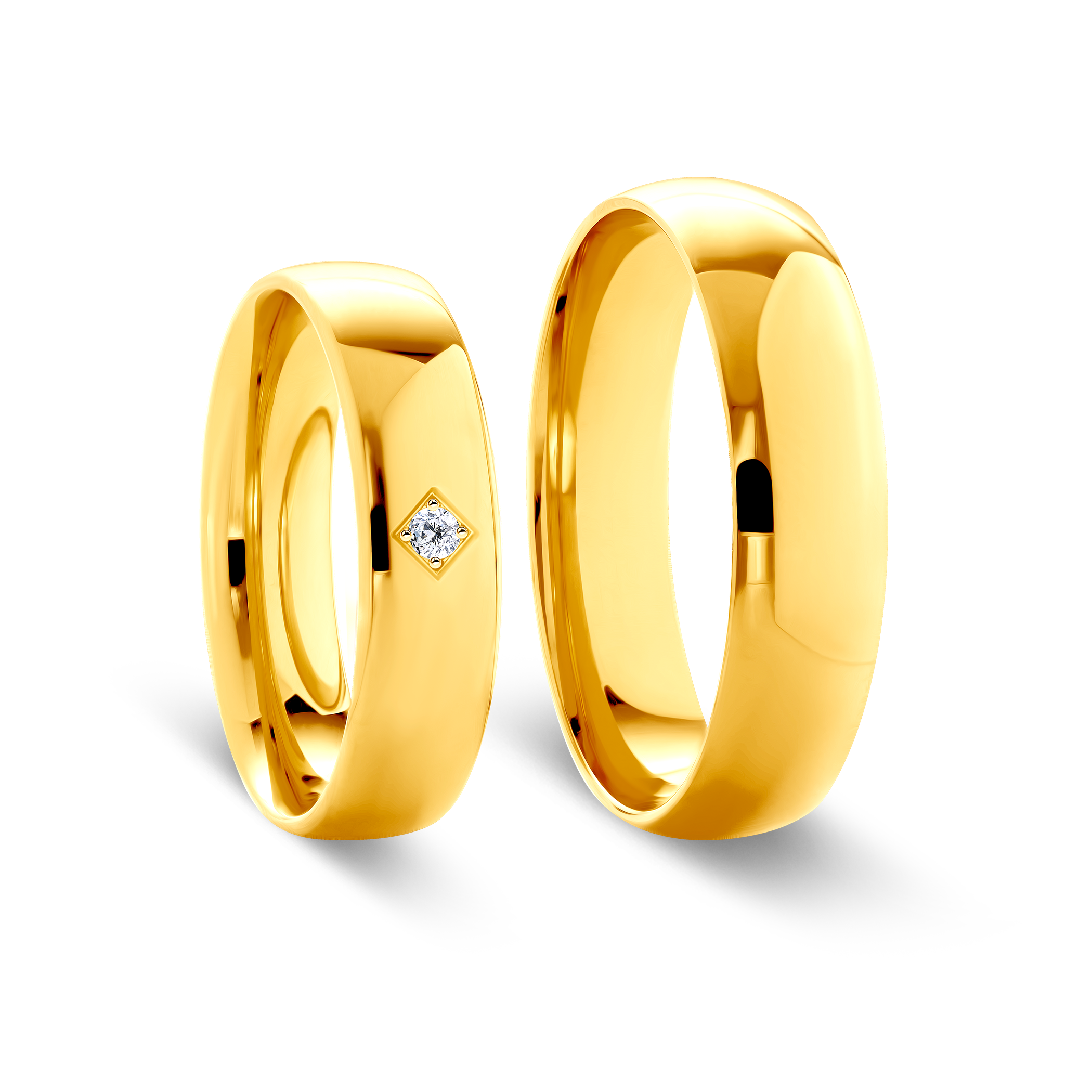 Obrączki ślubne: złote, półokrągłe, 5 mm