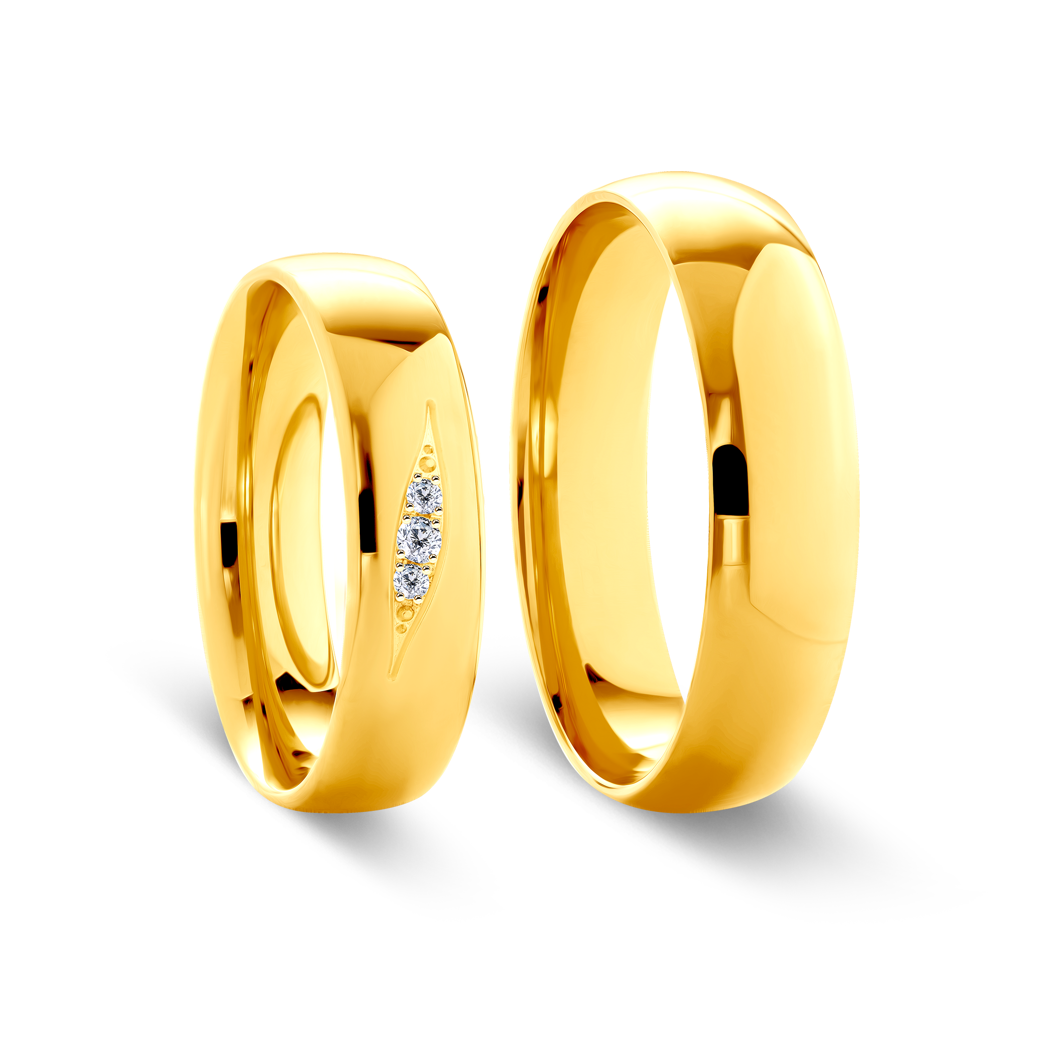 Obrączki ślubne: złote, półokrągłe, 5 mm