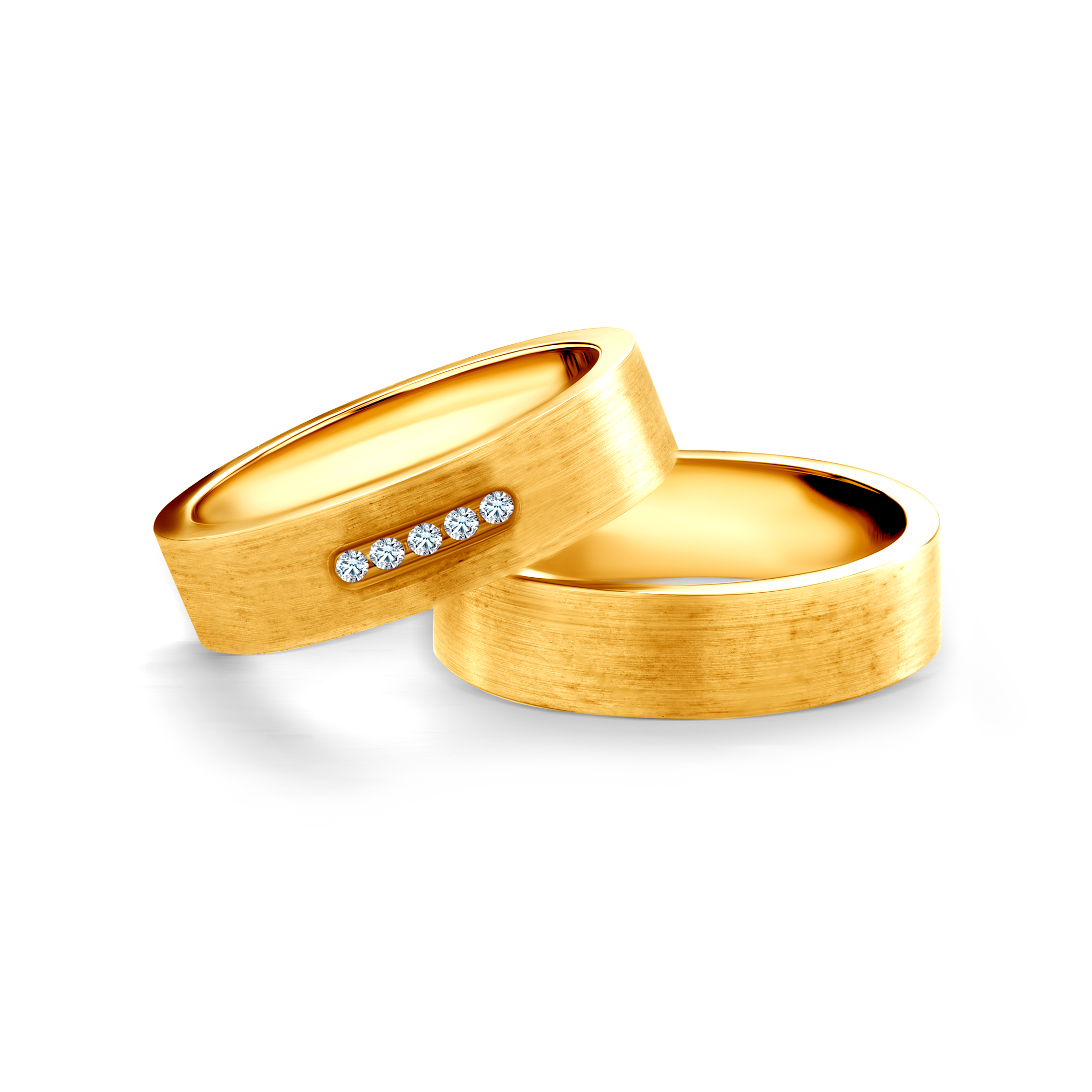 Svadobné obrúčky: žlté zlato, ploché, 5 mm