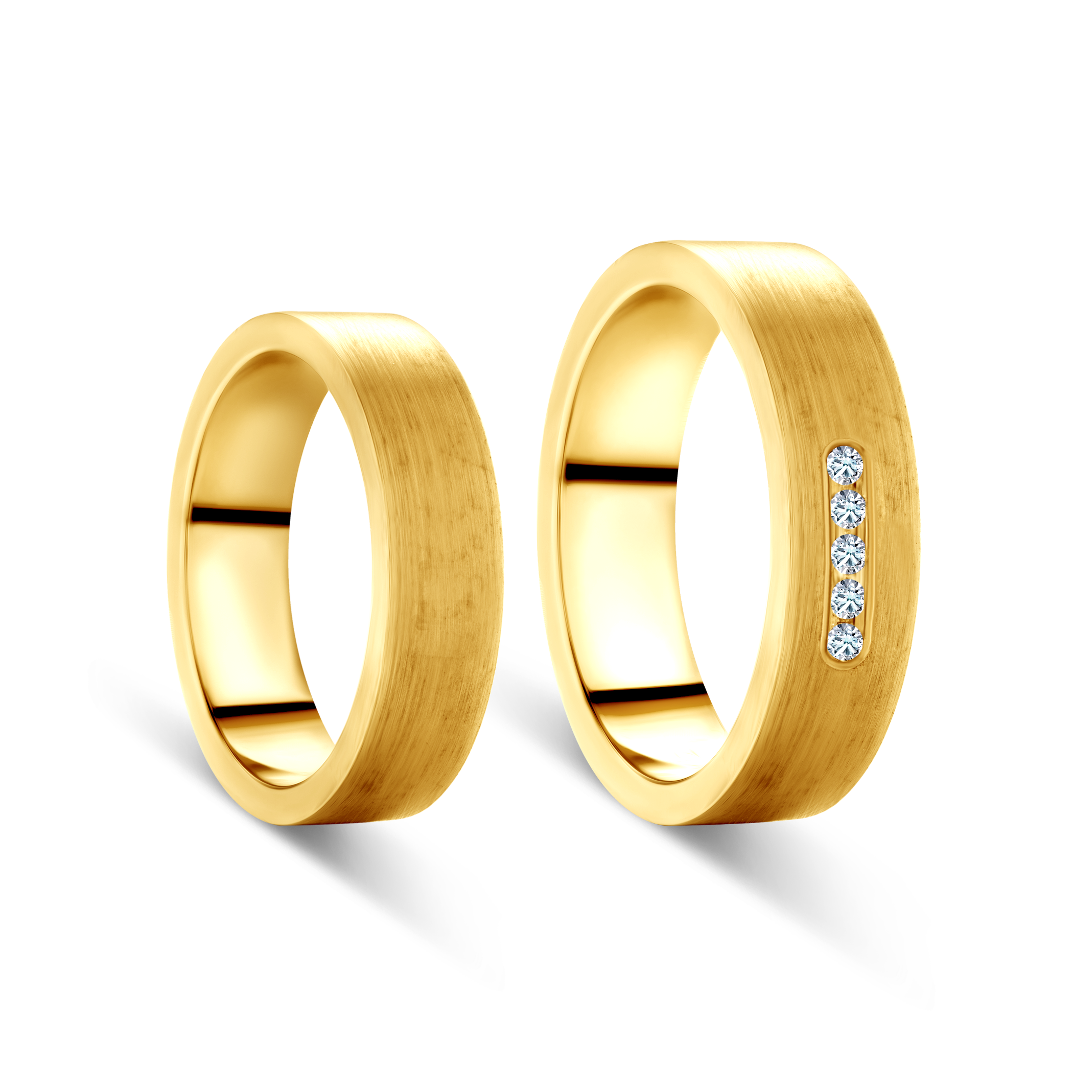 Obrączki ślubne: złote, płaskie, 5 mm