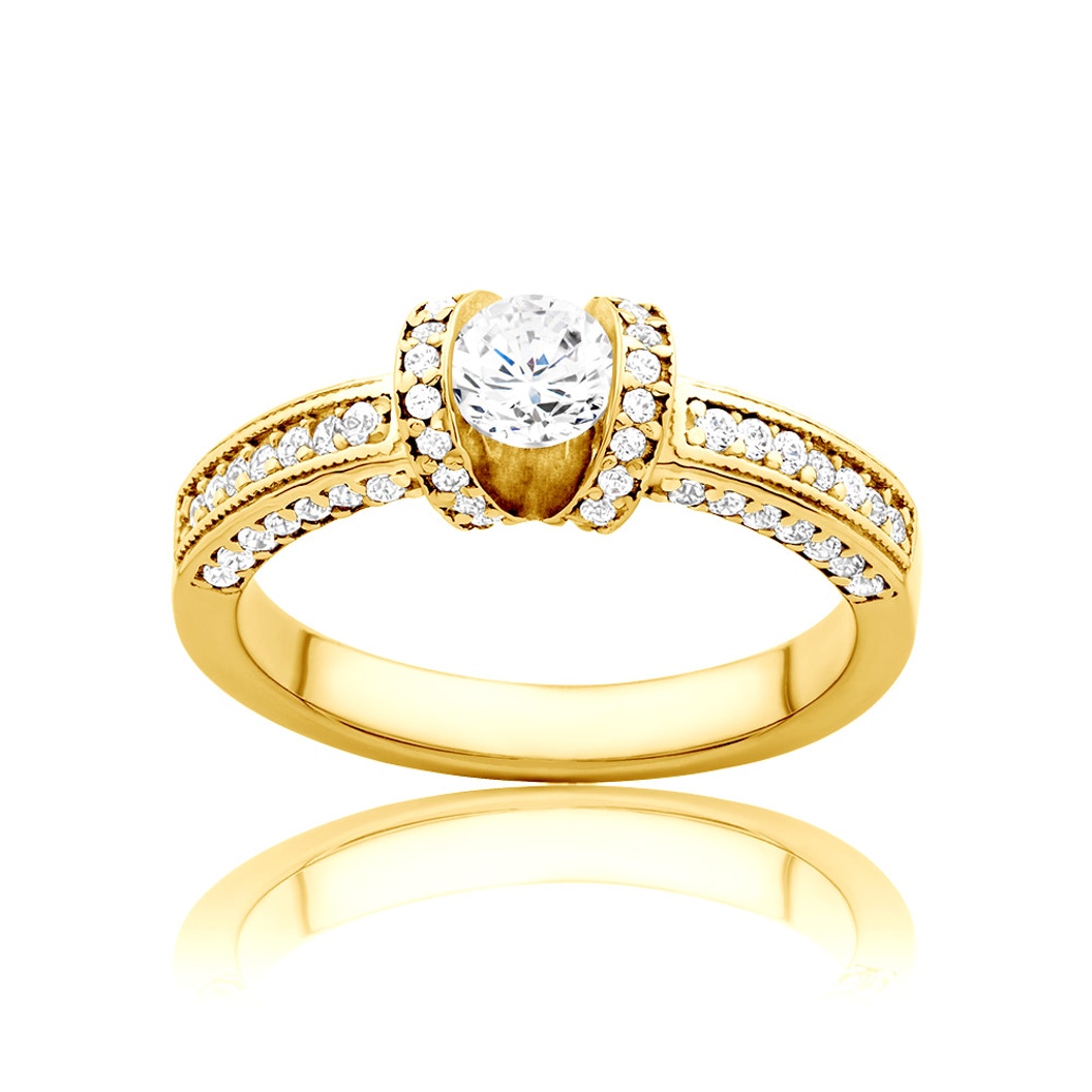 Side-Stone Engagement Ring: gold, diamonds