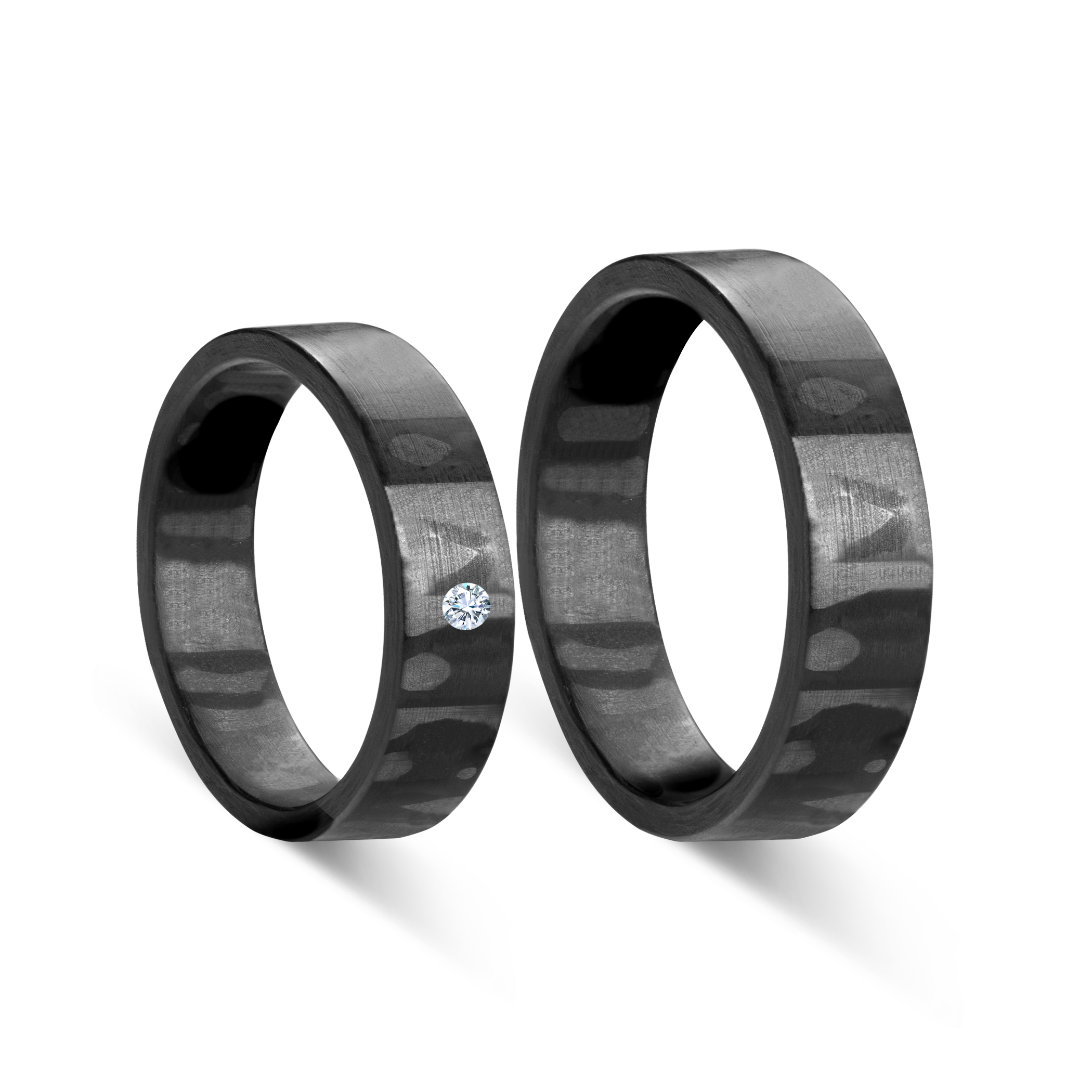 Obrączki ślubne: carbon, płaskie, 6 mm - 4