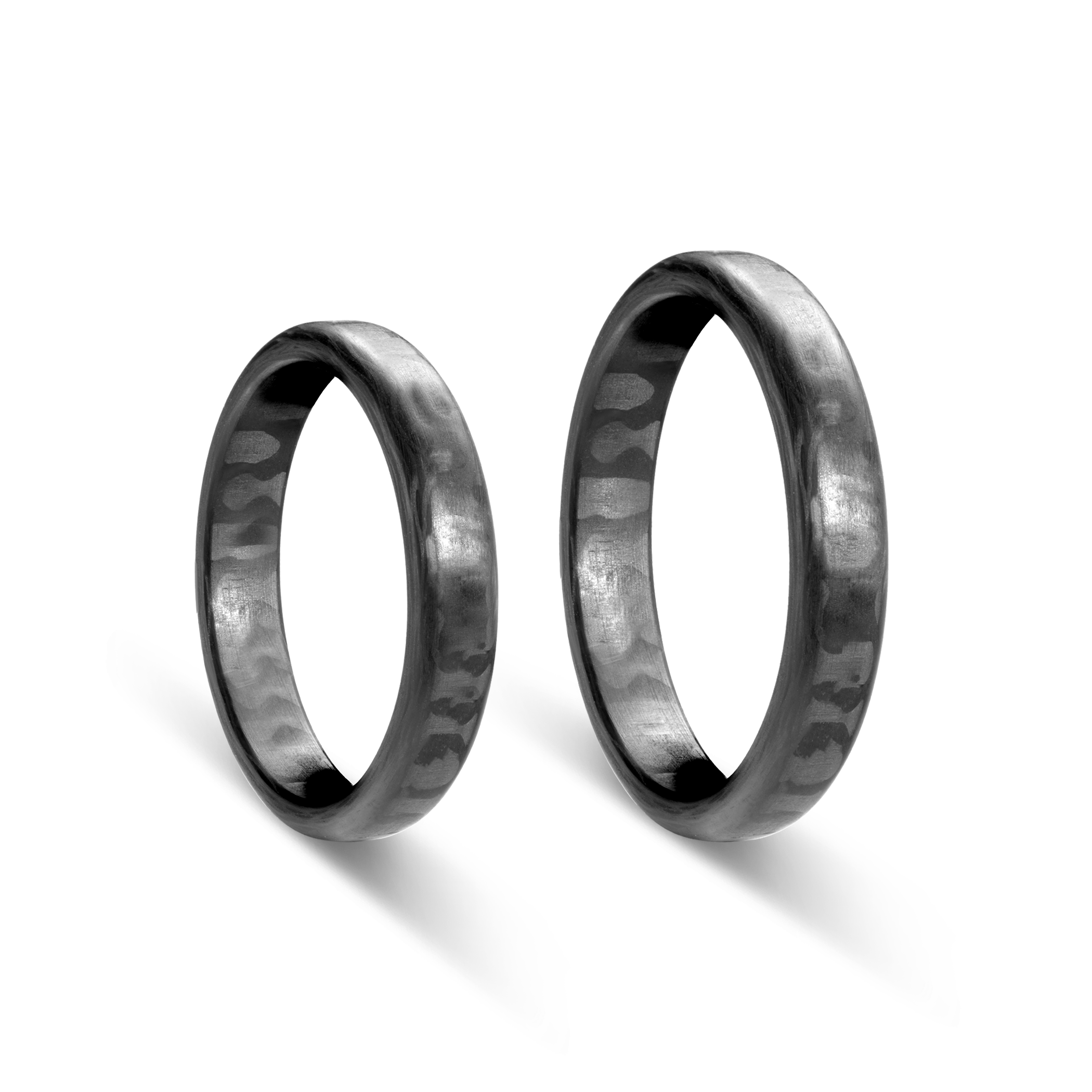 Obrączki ślubne: carbon, płaskie, zaokrąglone, 4 mm - 4