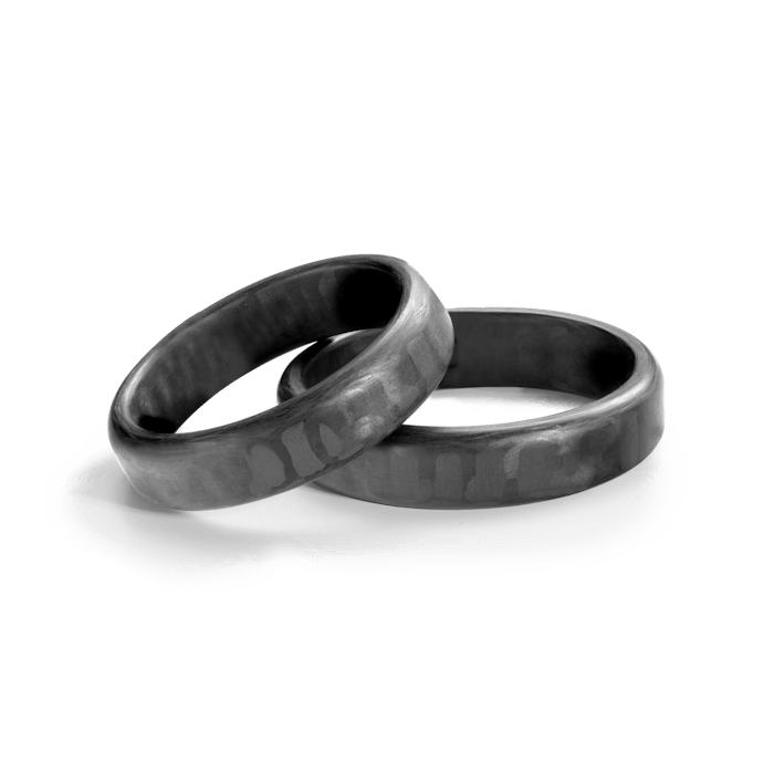 Snubní prsteny: karbon, ploché zakulacené, 5 mm