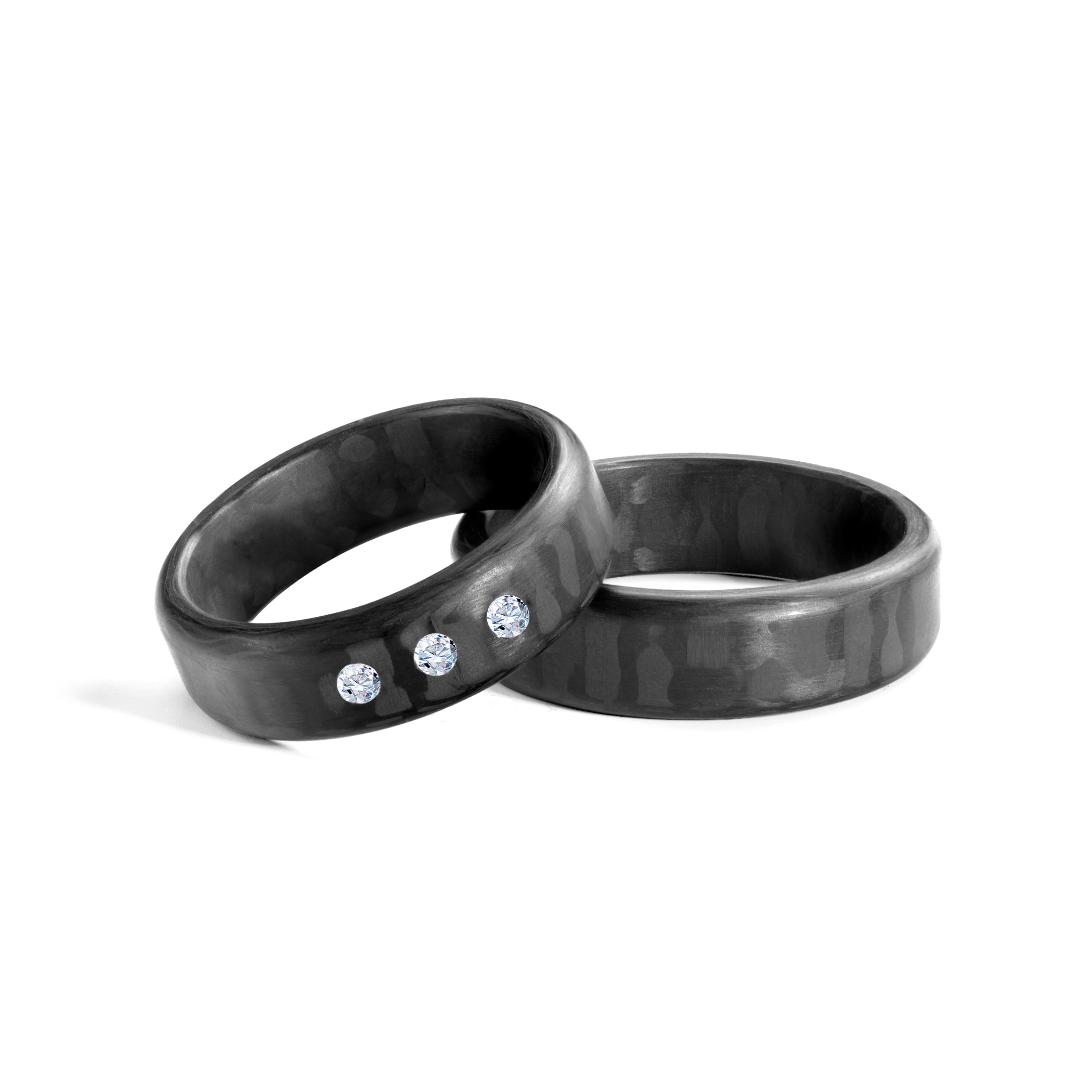 Snubní prsteny: karbon, ploché zakulacené, 6 mm