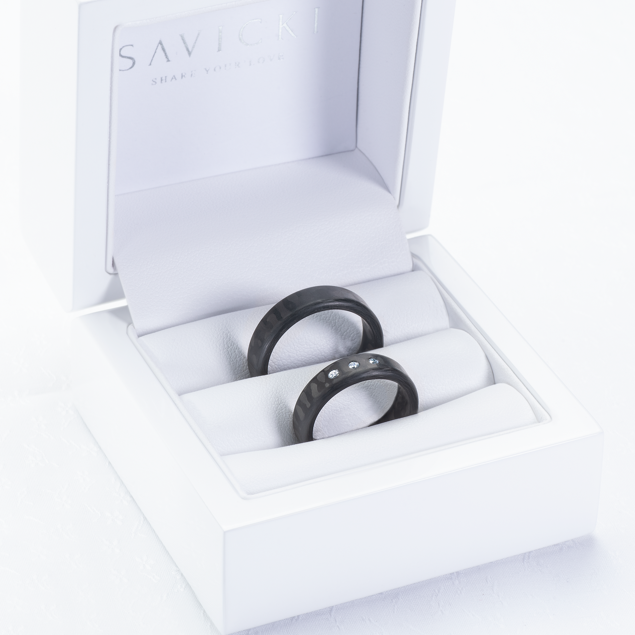Eheringe: Carbon, Flach, Abgerundet, 6 mm - 6