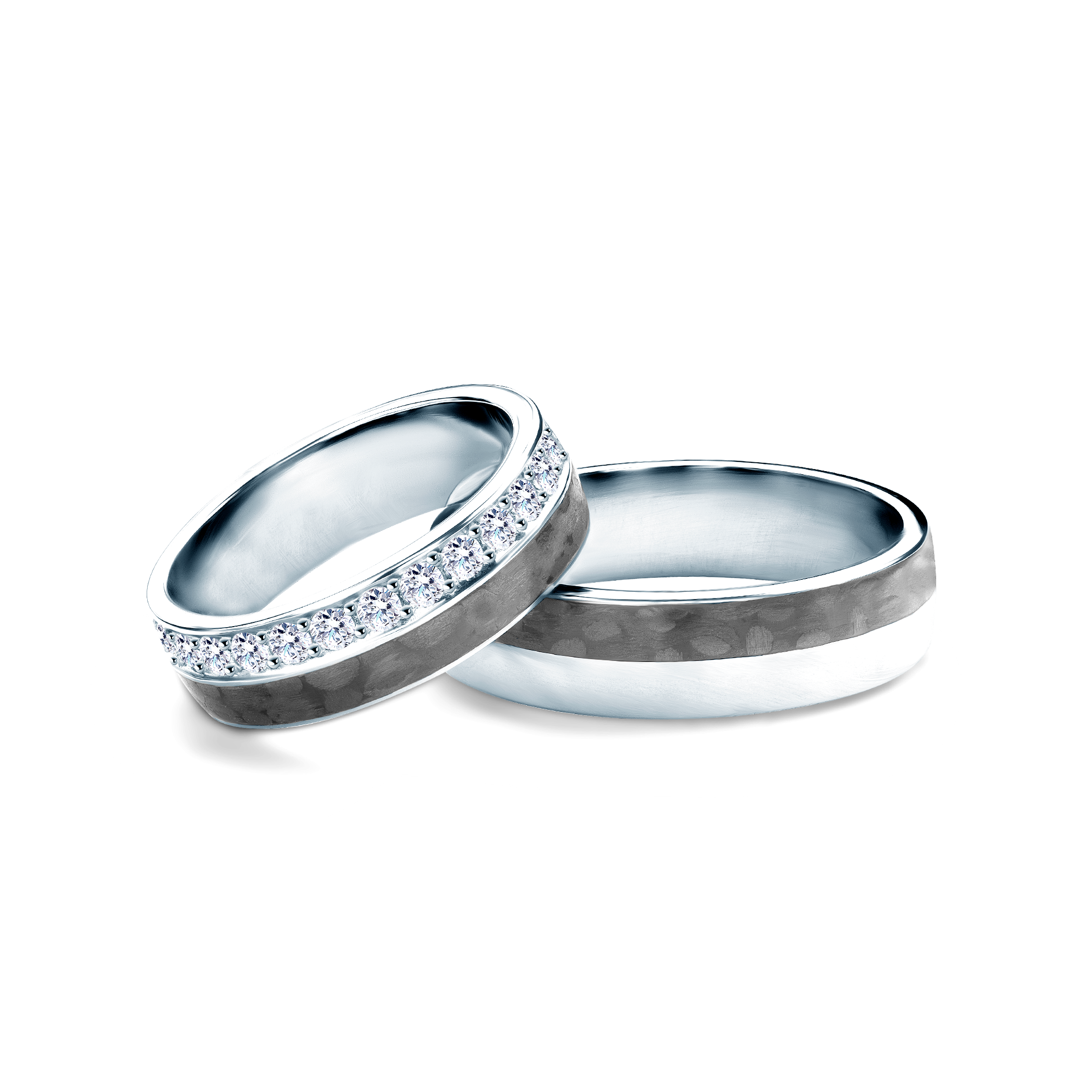 Snubní prsteny: karbon + titan, půlkulaté, 6 mm