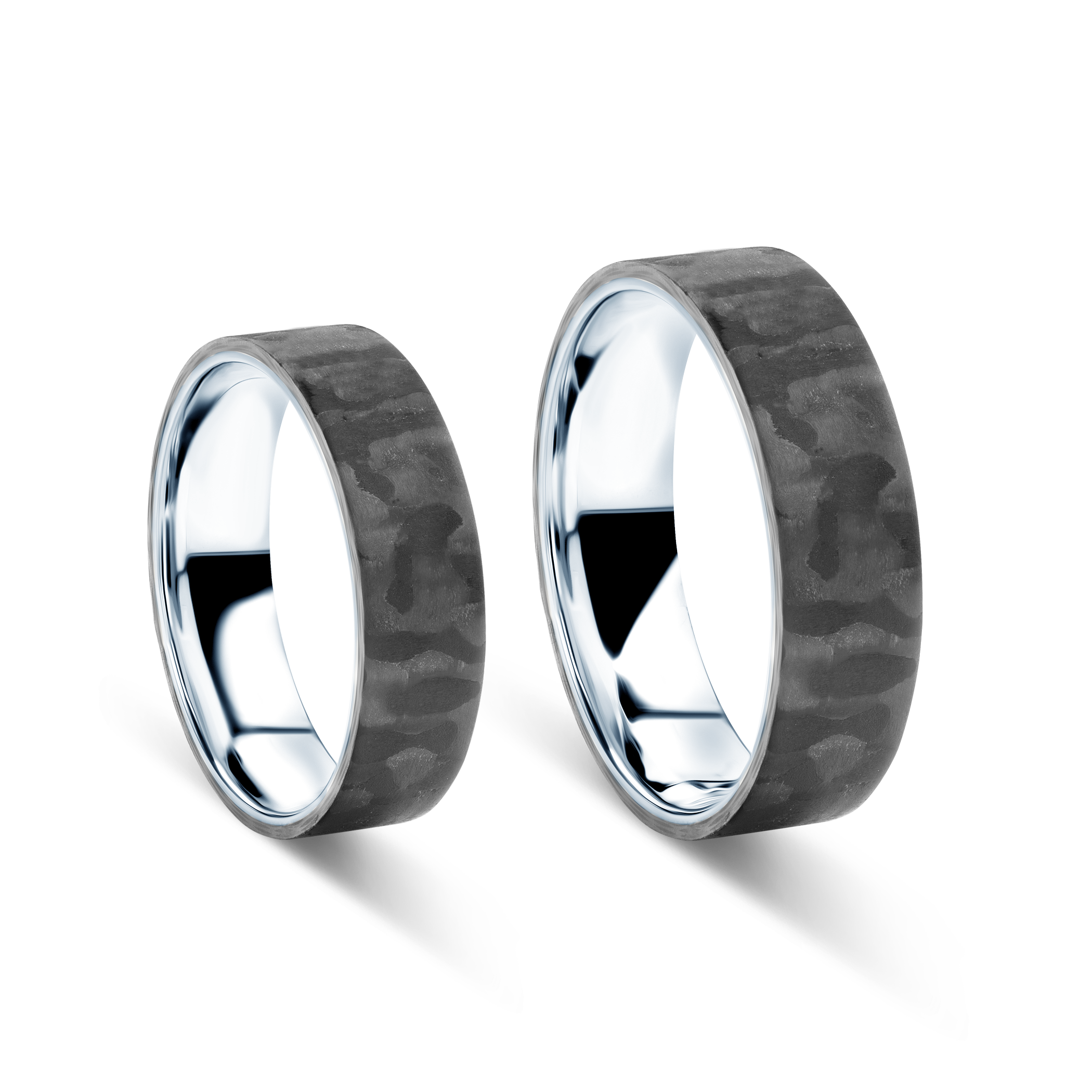 Obrączki ślubne: carbon, srebro, płaskie, 5 mm i 6 mm - 4