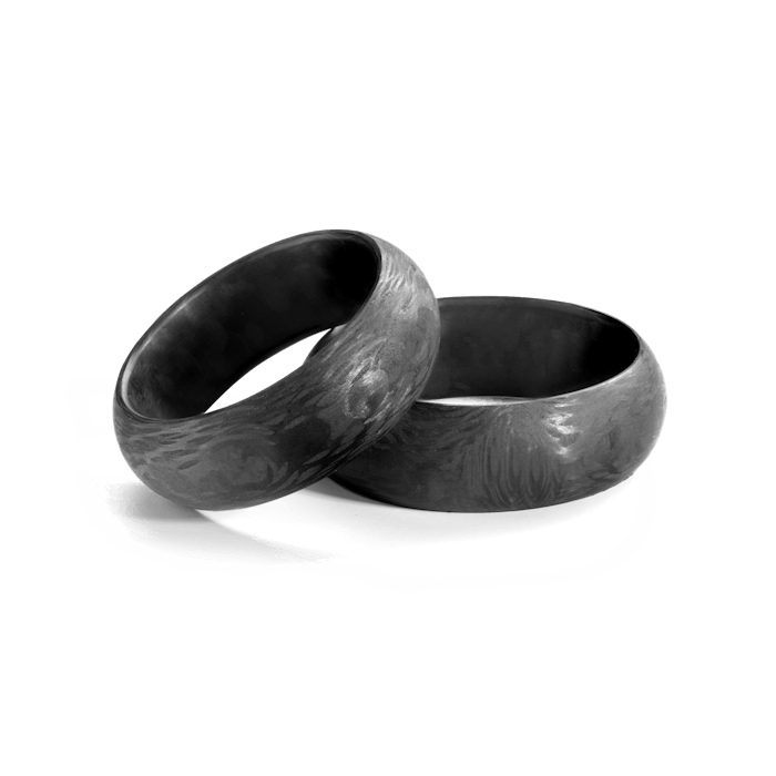 Svadobné obrúčky: karbón, polguľaté, 7 mm