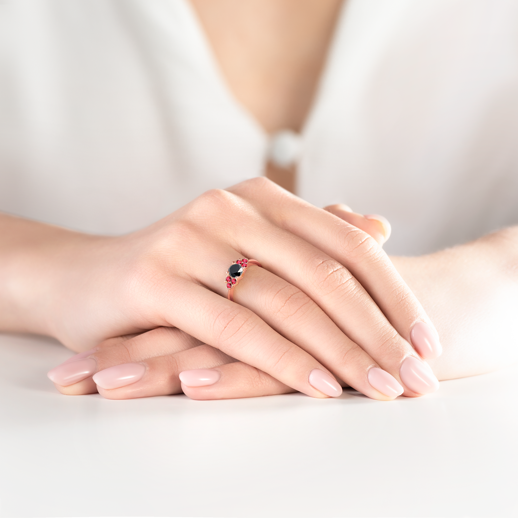 Verlobungsring Fairytale: Roségold, Schwarz Diamant