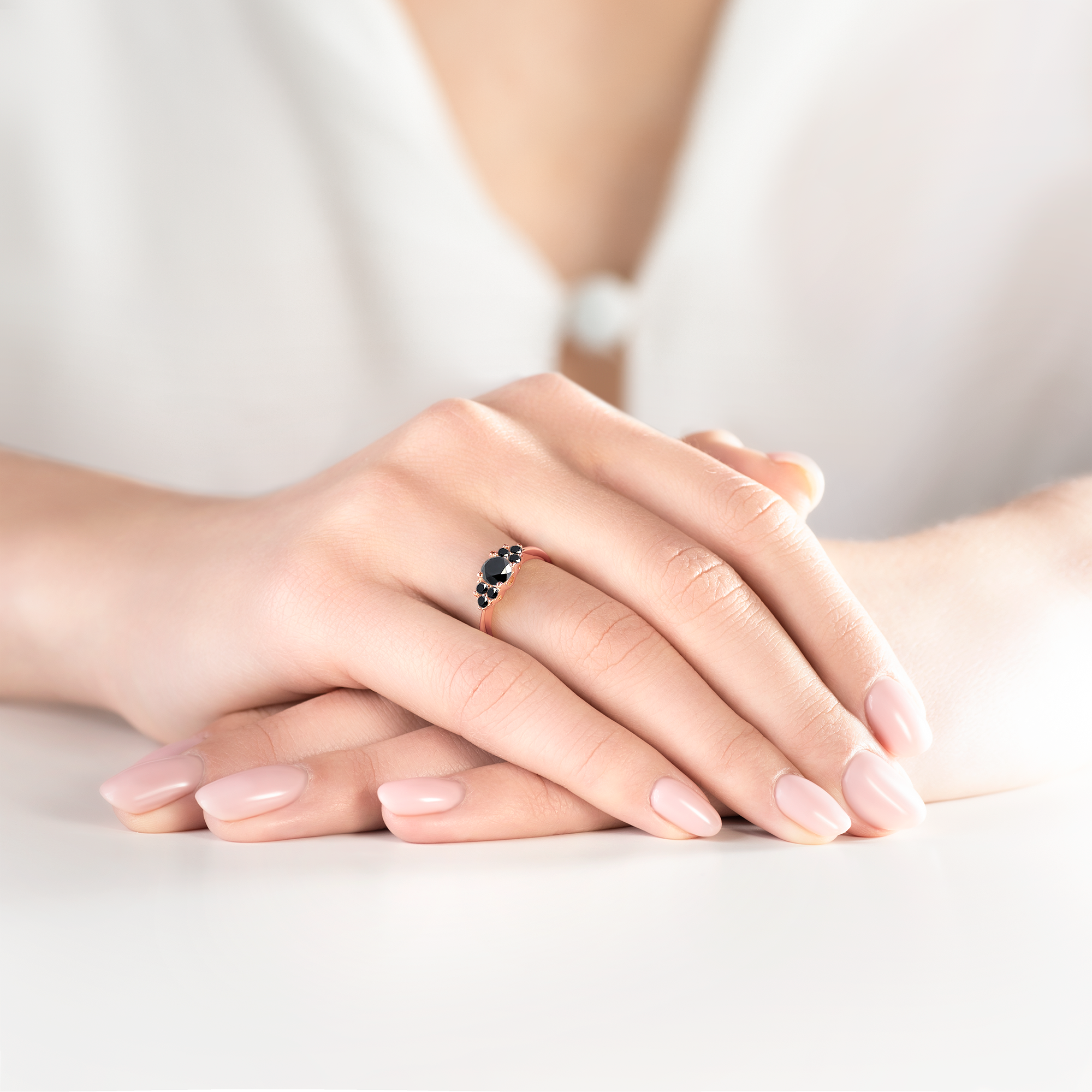 Verlobungsring Fairytale: Roségold, Schwarz Diamant