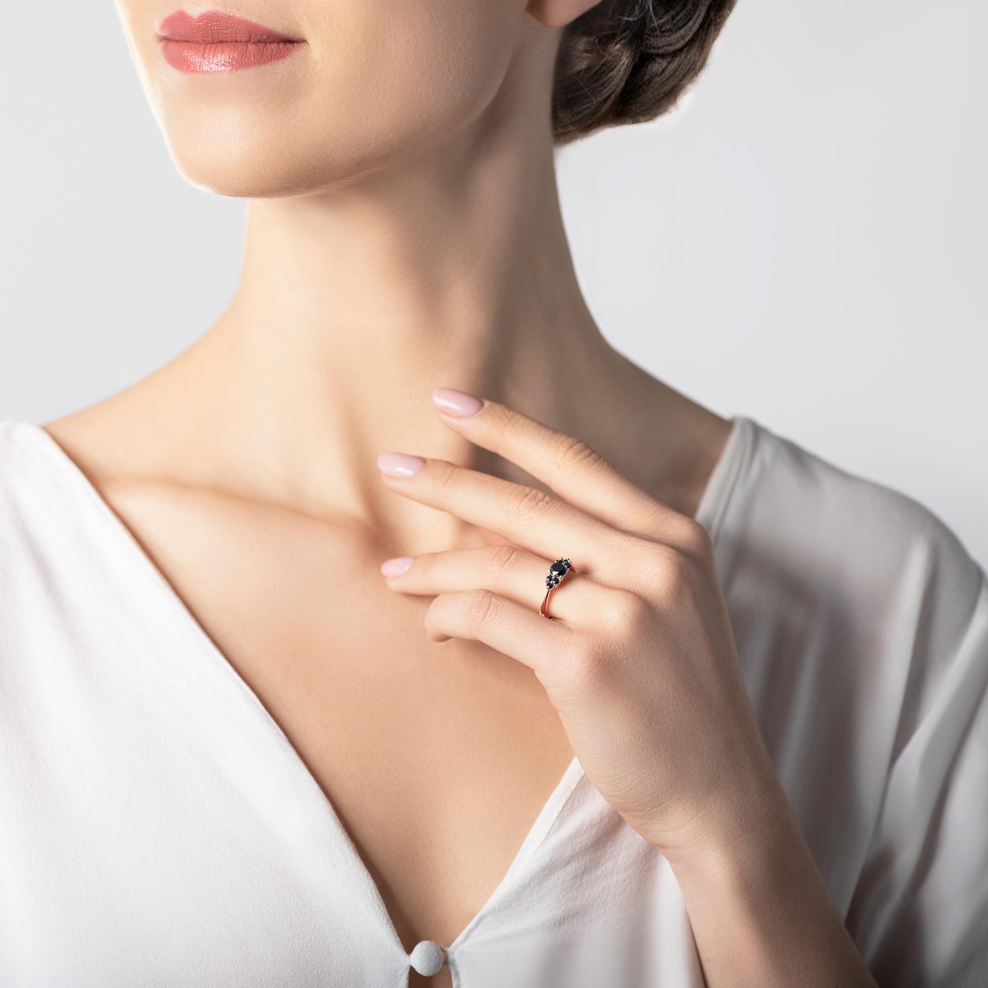 Verlobungsring Fairytale: Roségold, Schwarz Diamant