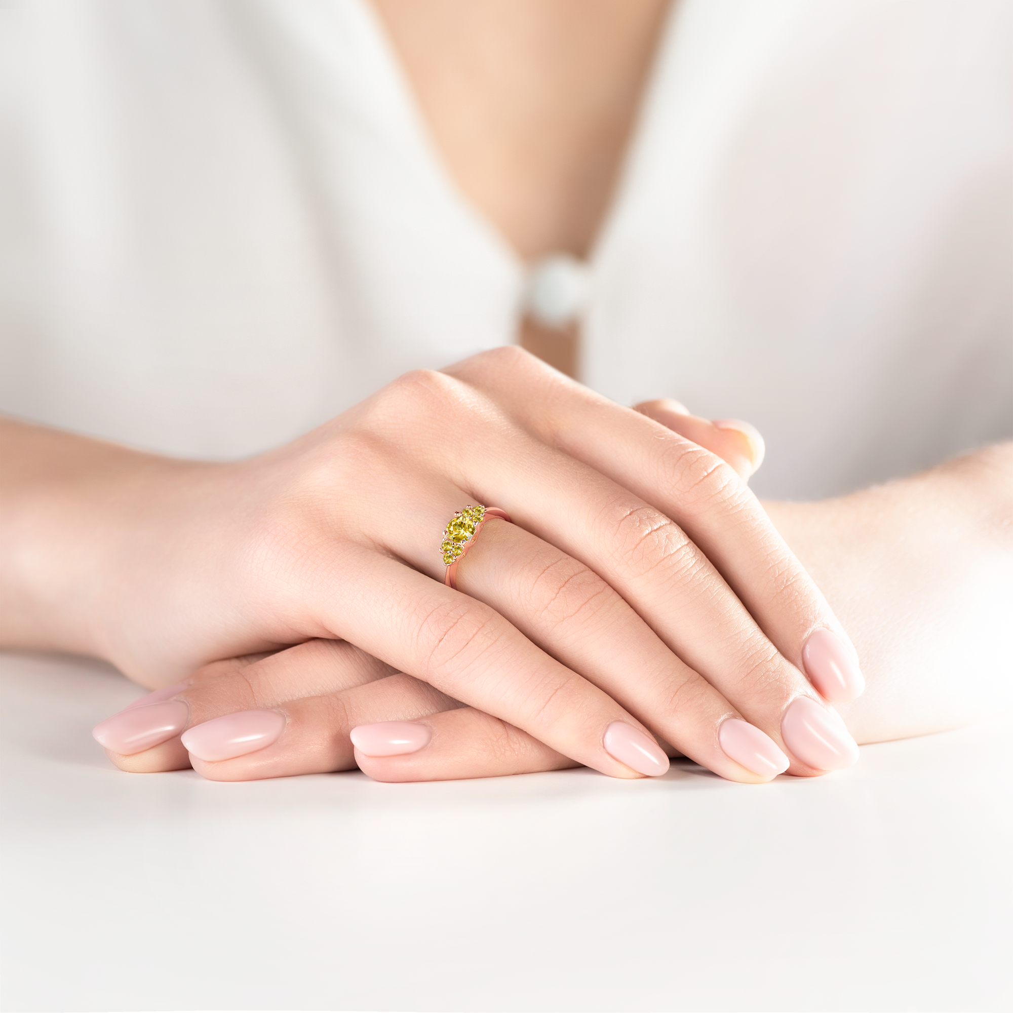 Verlobungsring Fairytale: Roségold, Gelber Saphir