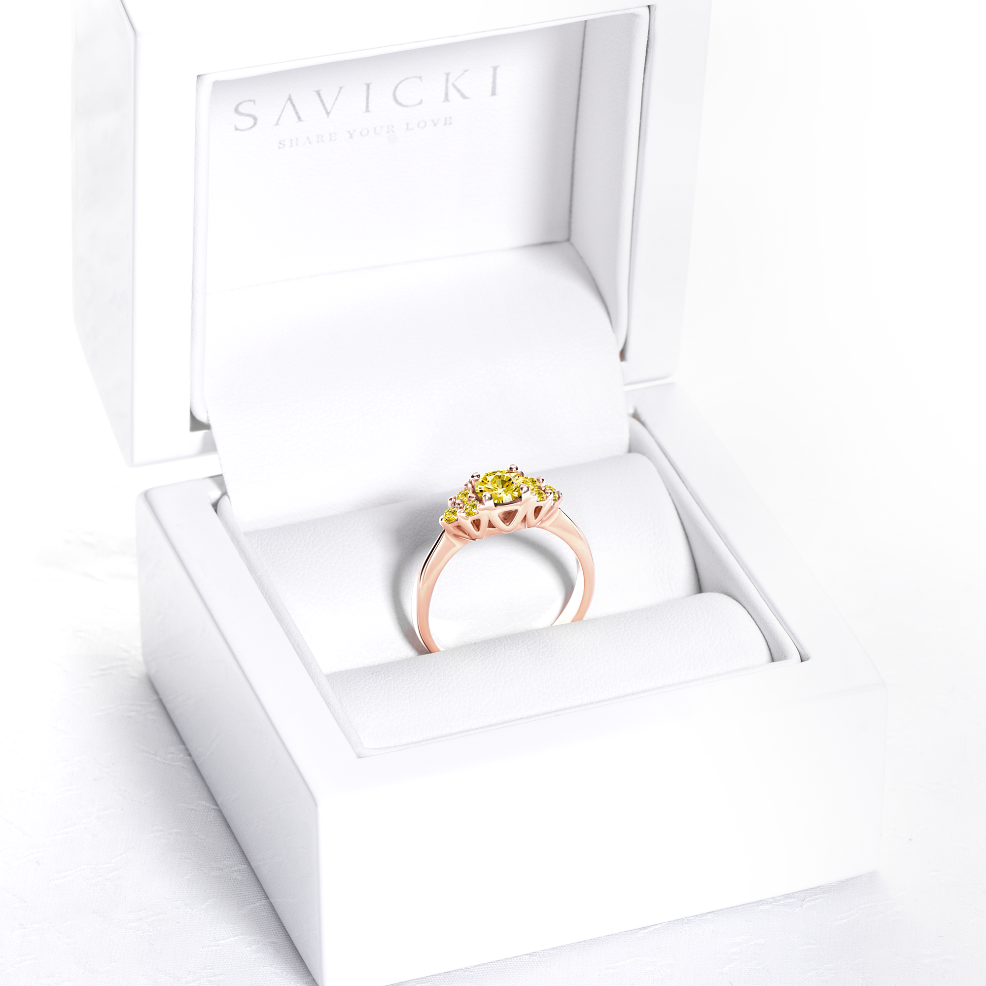 Verlobungsring Fairytale: Roségold, Gelber Saphir