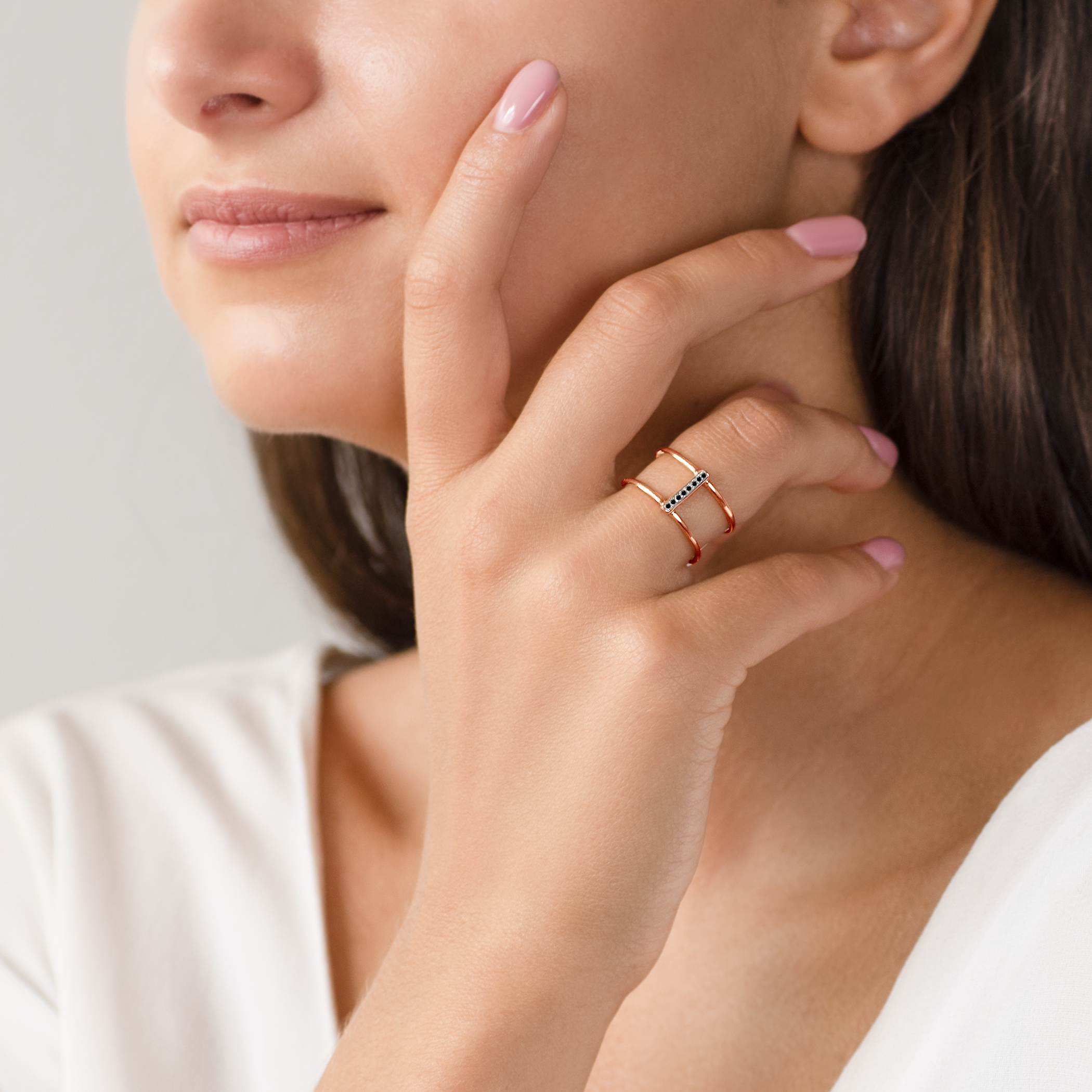 Ring Savicki: Roségold, Schwarze Diamanten