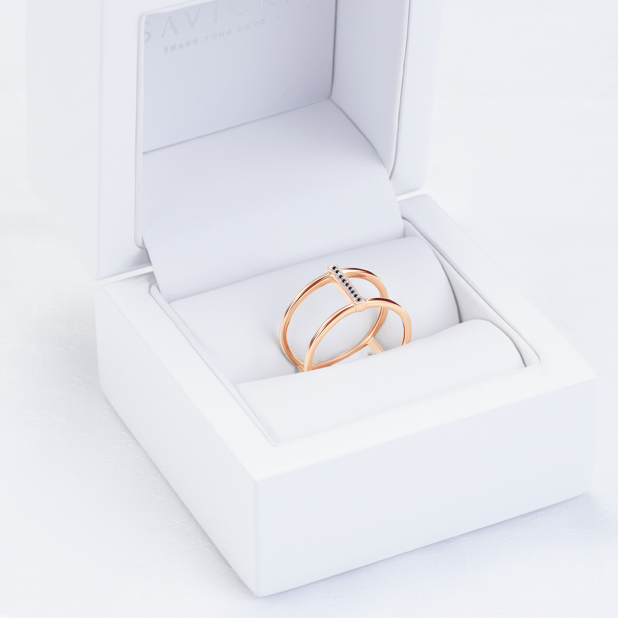Ring Savicki: Roségold, Schwarze Diamanten
